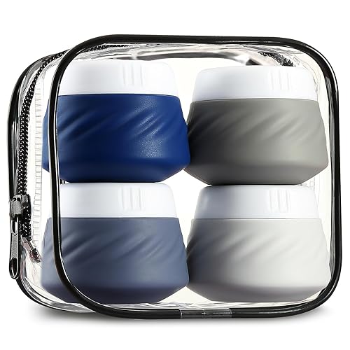 Gemice Recipientes de viaje para artículos de aseo personal, tarros de crema de silicona aprobados por la TSA, tamaño de viaje con bolsa