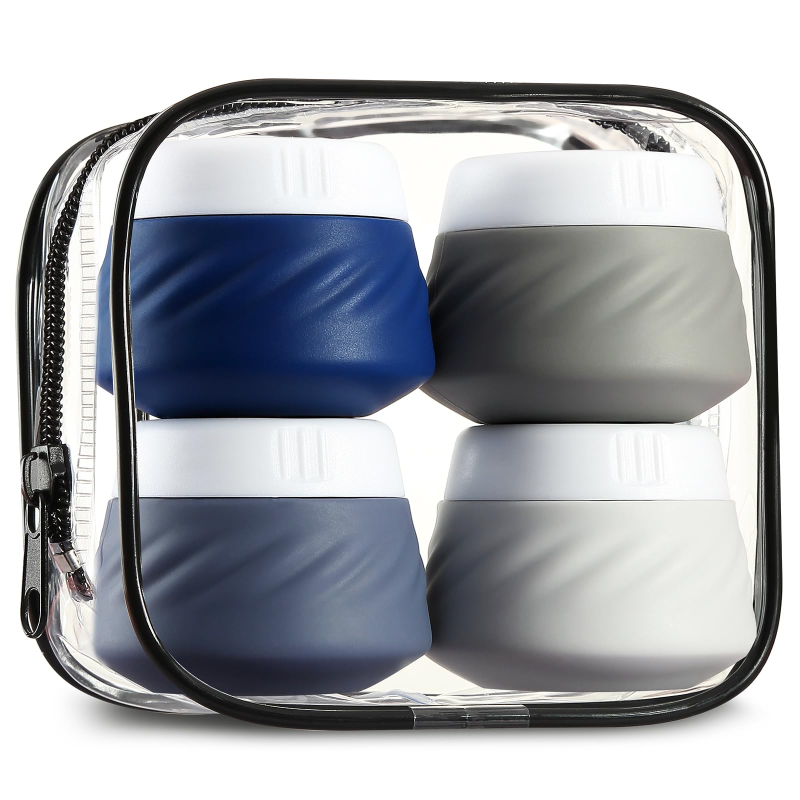 Gemice Travel Containers for Toiletries, Silicone Cream Jars TSA Approved Travel Size Containers with Clear Bag, Leak-proof Travel Accessories with