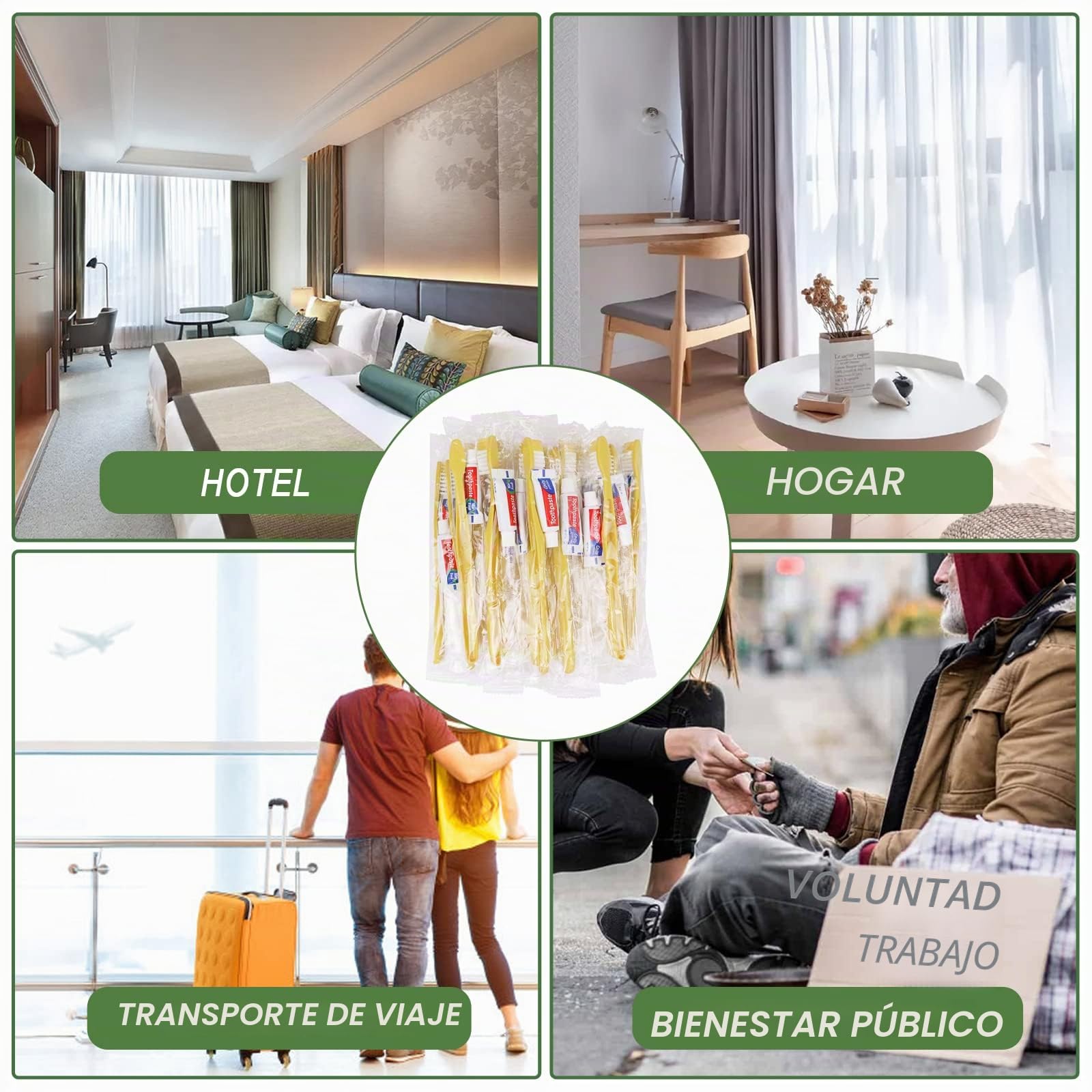 Cepillos de Dientes Desechables,200Set Amarillo hueco Cepillos de Dientes Desechables con Pasta Paquete Individual Cepillos de Dientes de Viaje para Hotel,Personas sin Hogar,Hogar de Ancianos