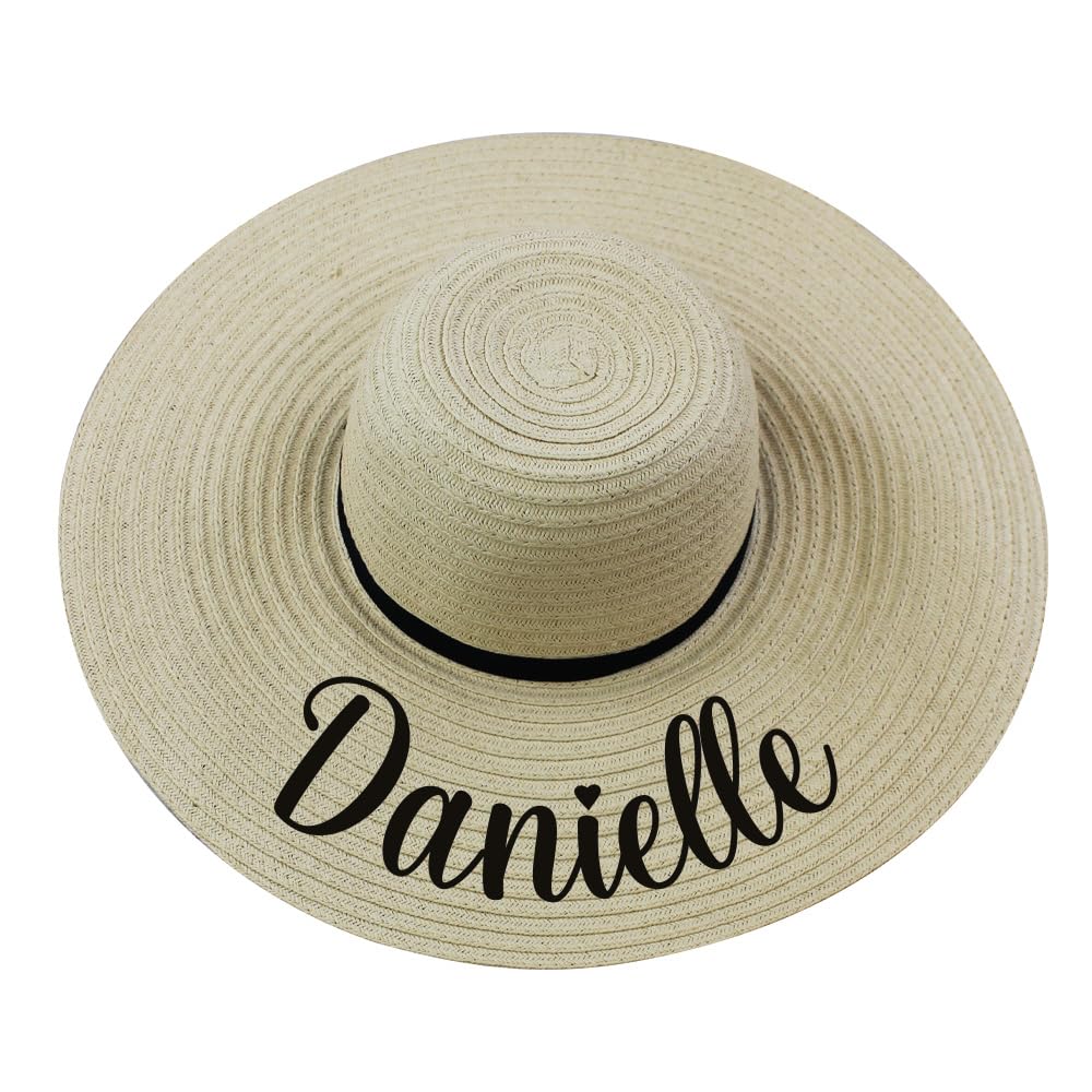 eBuyGB Personalised Bride Hat, Destination Wedding, Mrs Beach Hat with Married Name, Honeymoon Bride, Bachelorette Hat, Wife Sun Hat (Beige)