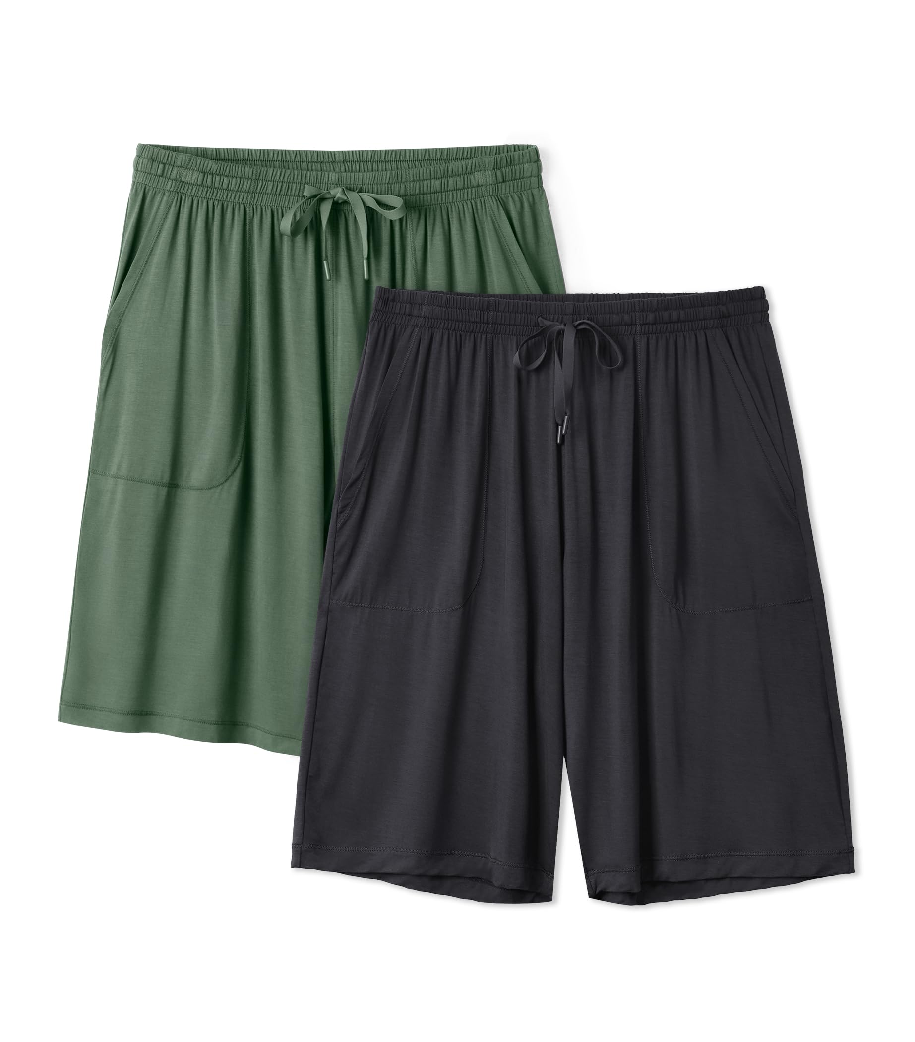 DAVID ARCHY Men's 2 Pack Soft Comfy Bamboo Rayon Sleep Shorts Lounge Wear Pajama Pants