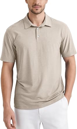 ODODOS Mens Performance Polo - odSTRATUM Tech Short Sleeve Golf T-Shirts Ultra Soft Moisture Wicking UPF 50+ Casual Tops