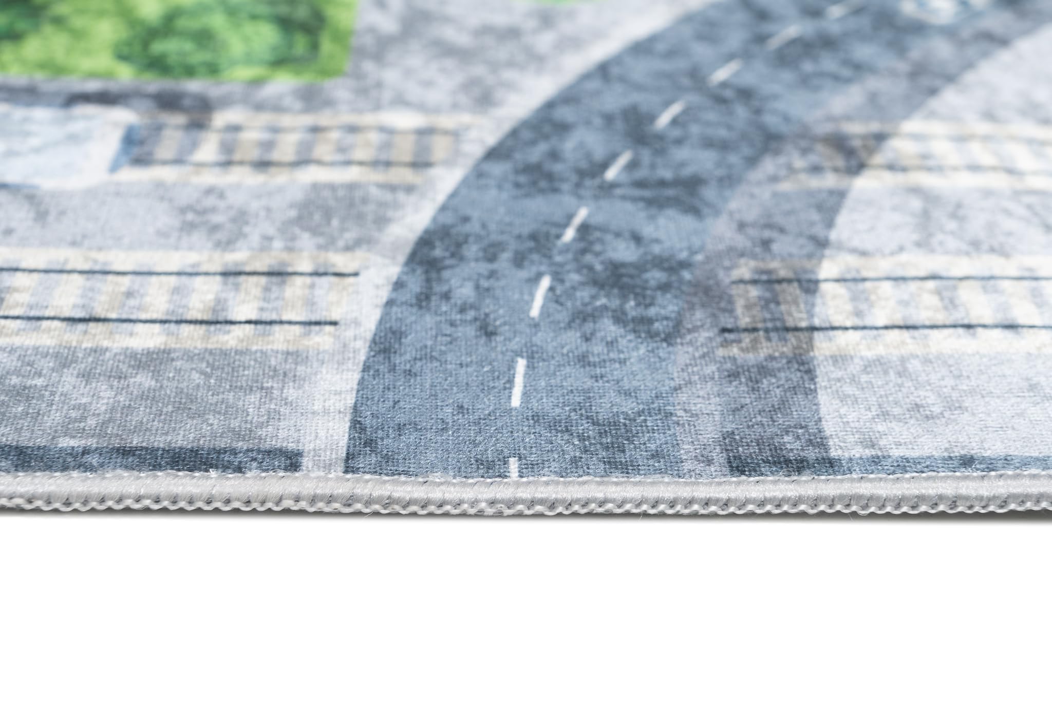 TAPISO Emma Tapis Antidérapant Chambre Enfant 160 x 230 cm Gris Vert Blanc Motif Avions