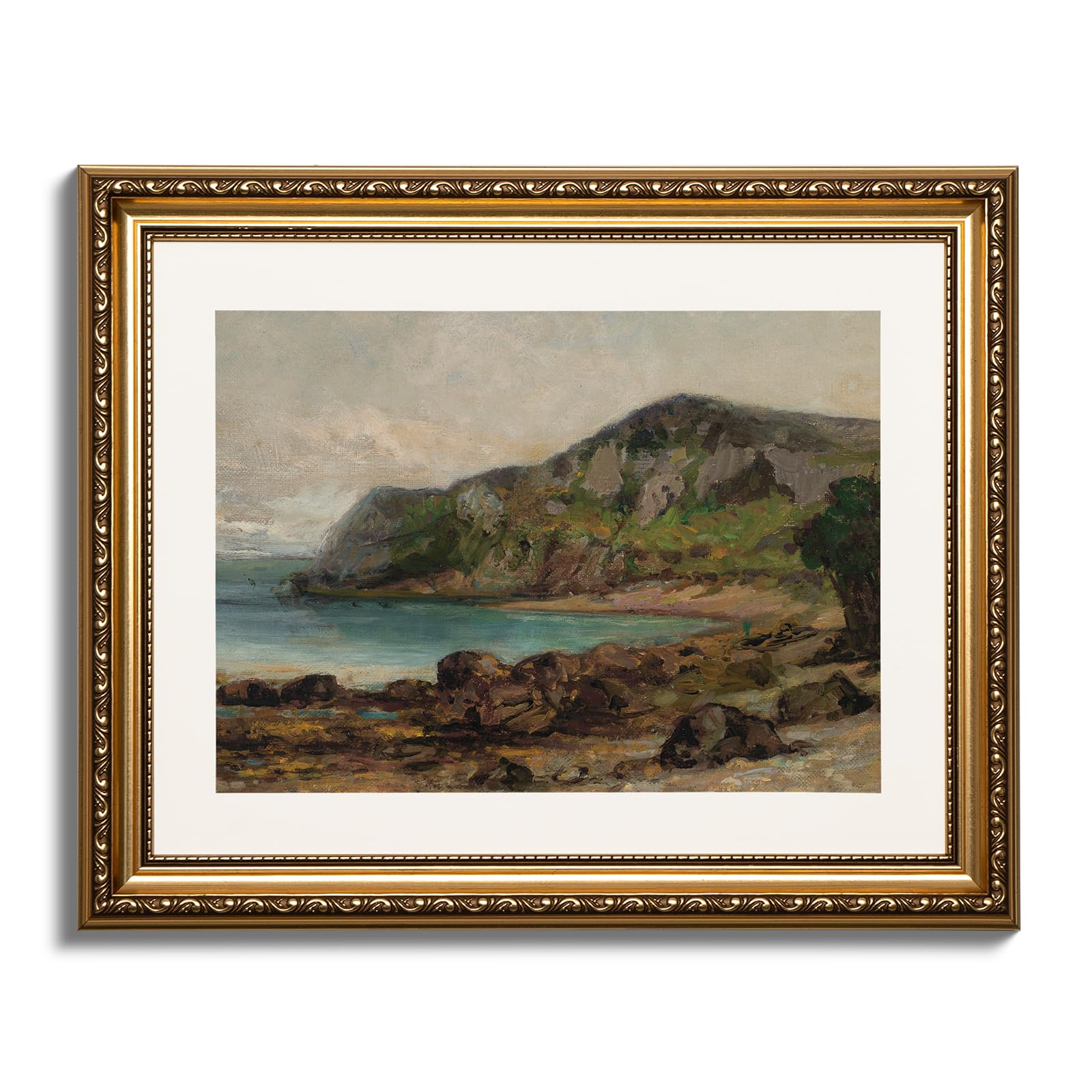 ARPEOTCY Vintage Gold Framed Wall Art, Nature Landscape Retro Paintings, Canvas Print Artwork with Antique Frame, Victorian Wall Picture Decor for Room Gallery Living Room, 13x16 inch