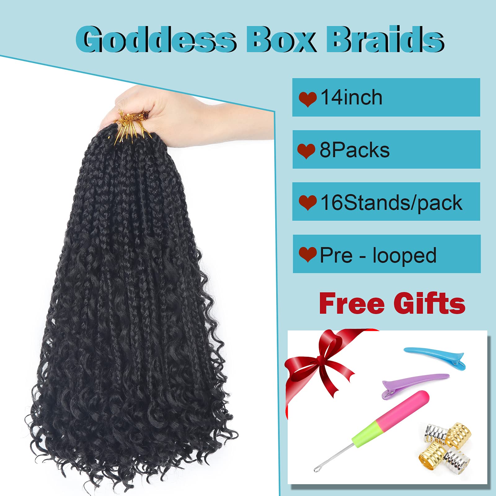 Buy Goddess Box Braids Crochet Hair With Curly Ends 14 Inch Bohomian