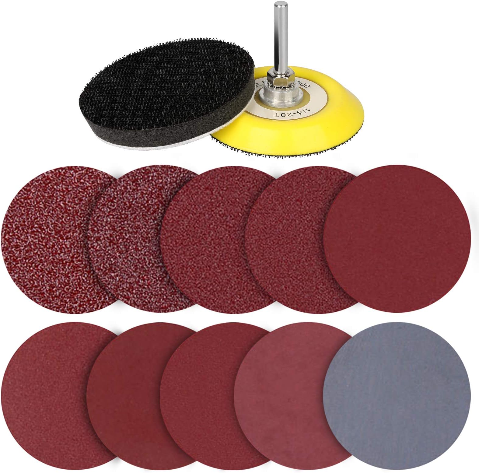 200Pcs 3 Inch Sanding Discs Pad Kit, Hook & Loop Sandpaper with 1/4 Inch Shank Backer Plate and Soft Foam Buffering Pad, Sander Sheets for Drill Sanding Attachments Grinder Rotary Tools, 80-3000 Grit