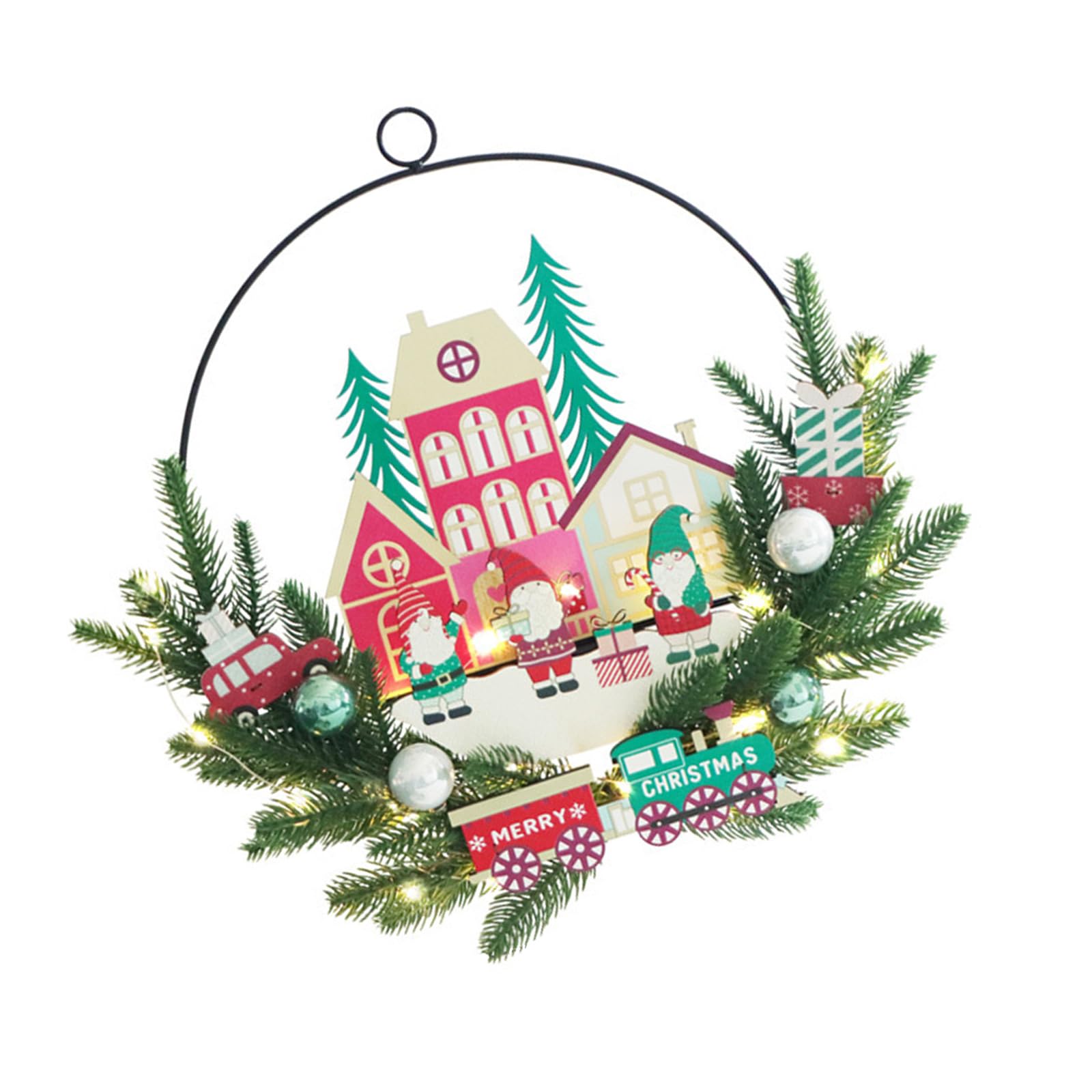 Papá Noel, placa de madera, guirnalda iluminada con LED, decoración de puerta, decoración para Navidad, fiesta, decoración del hogar, decoración interior y exterior