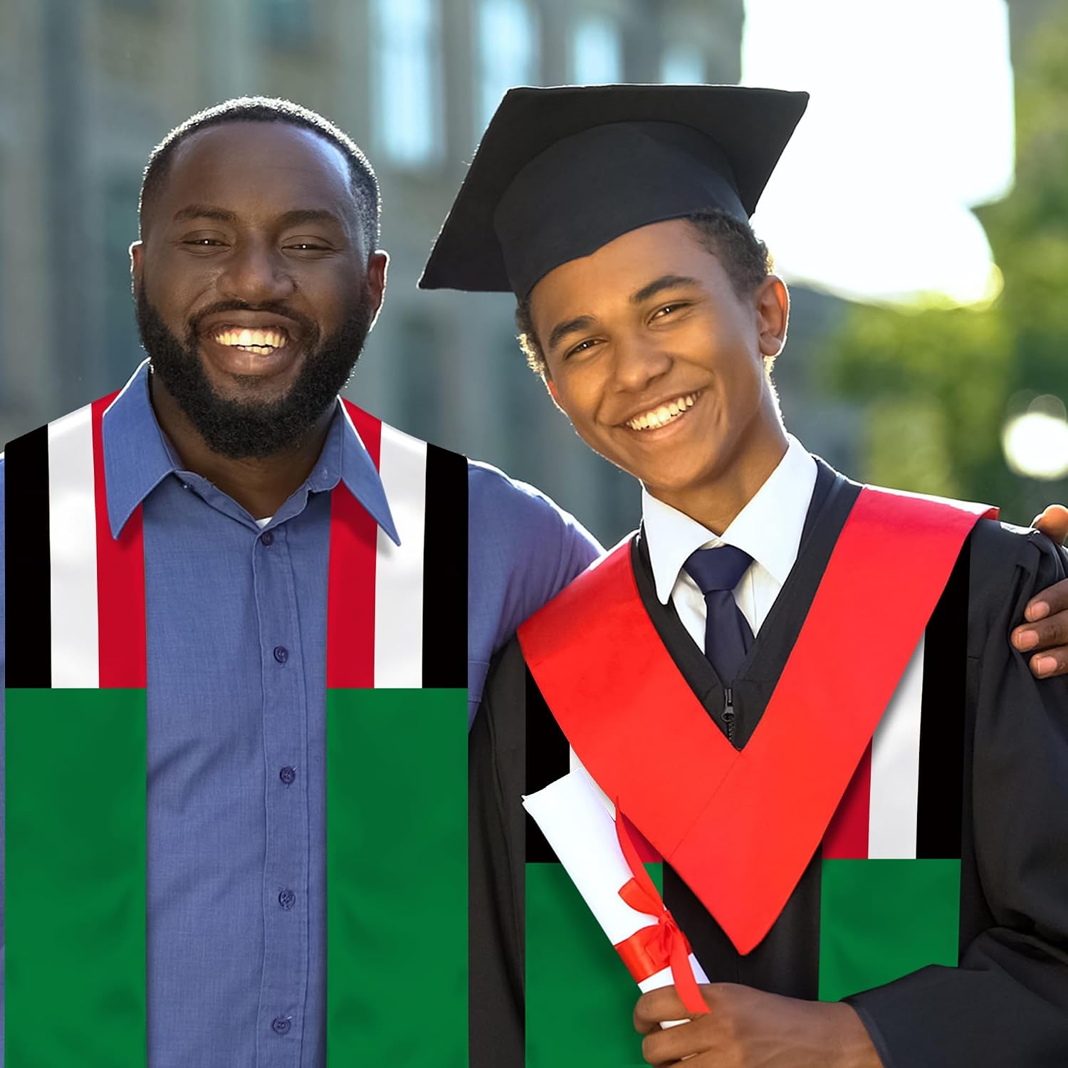 Sudan Flag Graduation Stole, Sudan Graduation Sash Scarf for Study Aboard International Students