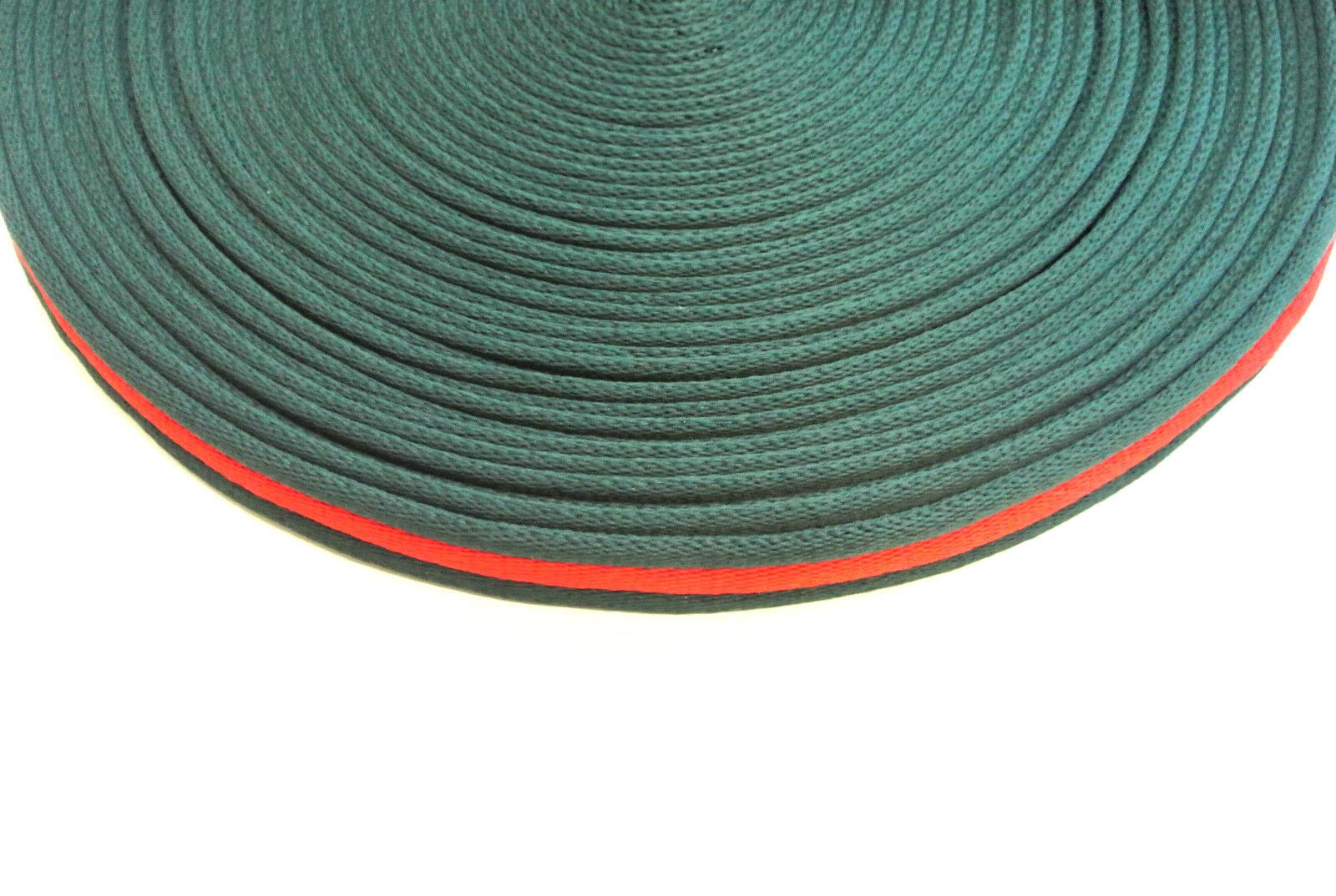 20mm Polyester Air Webbing Heavy Duty Strap For Backpacks Handles Bags Straps Dog Leads Collars (10 Metres, Forest Green/Red)