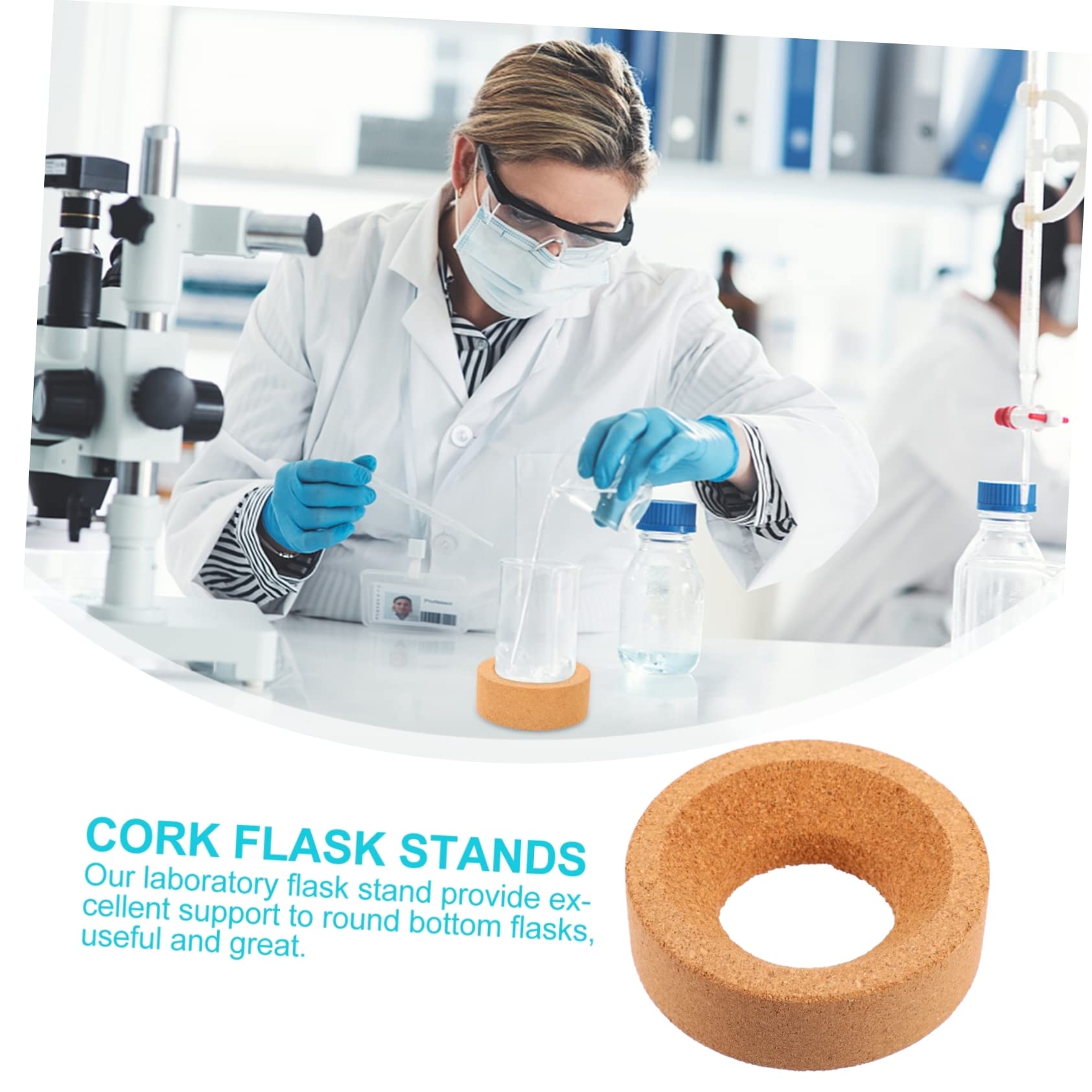 Mobestech 4pièces Support De Flacon Liège Pour Laboratoire Base Ronde Et Pratique Pour Flacons à Fond Sphérique