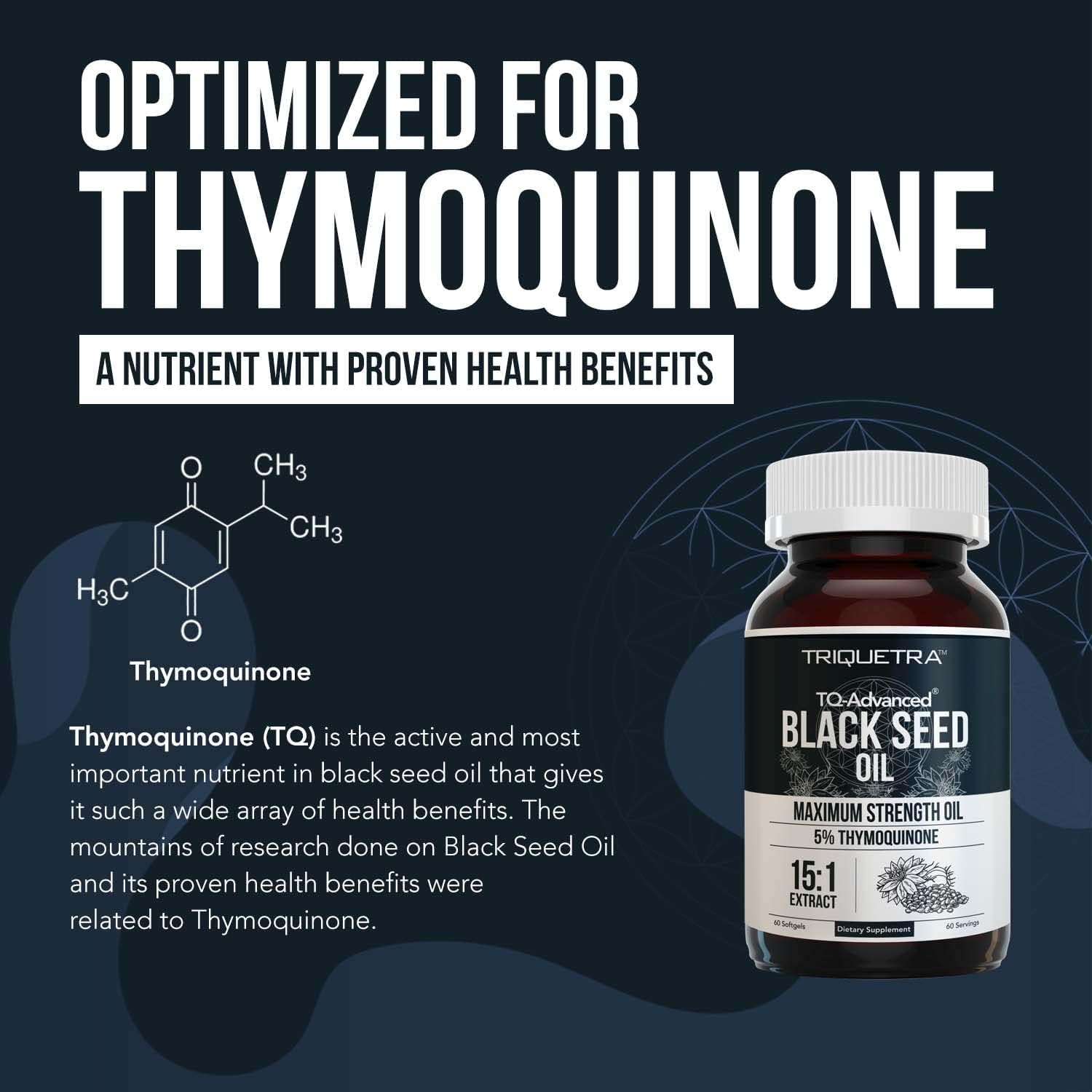 Black Seed Oil Capsules | 5% Thymoquinone - TQ-Advanced® | Maximum Strength - 500 mg of Oil per Capsule - 15:1 Oil Concentrate from Nigella Sativa, Raw Form, Vegan, Glass Bottle (60 Capsules)