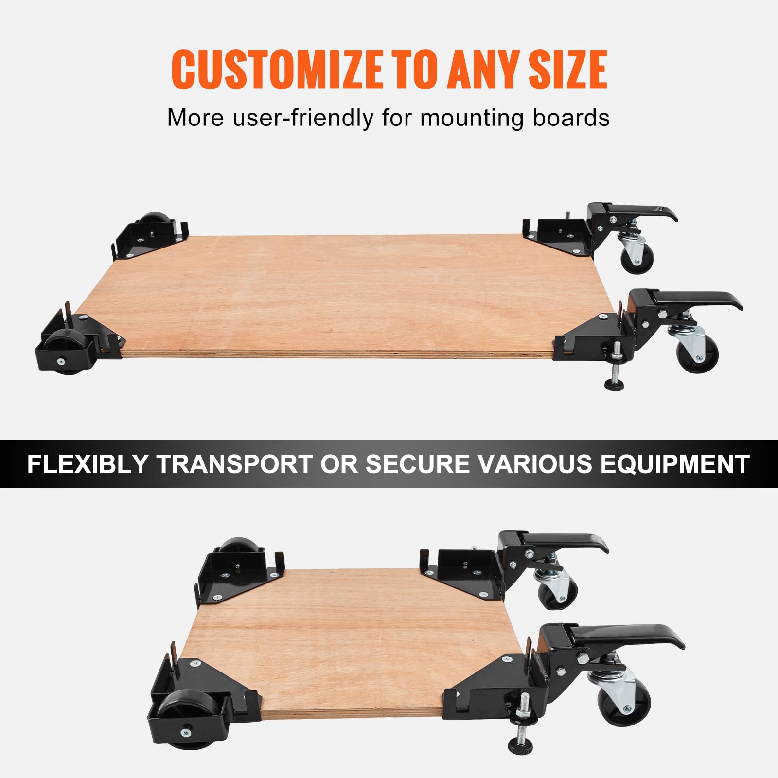 VEVOR Base Móvil de Capacidad de 181,4 kg Ajustable de 241,3x241,3mm hasta el Infinito Soporte de Base Móvil Universal Resistente con Ruedas Giratorias para Equipos de Carpintería, Muebles, Máquinas