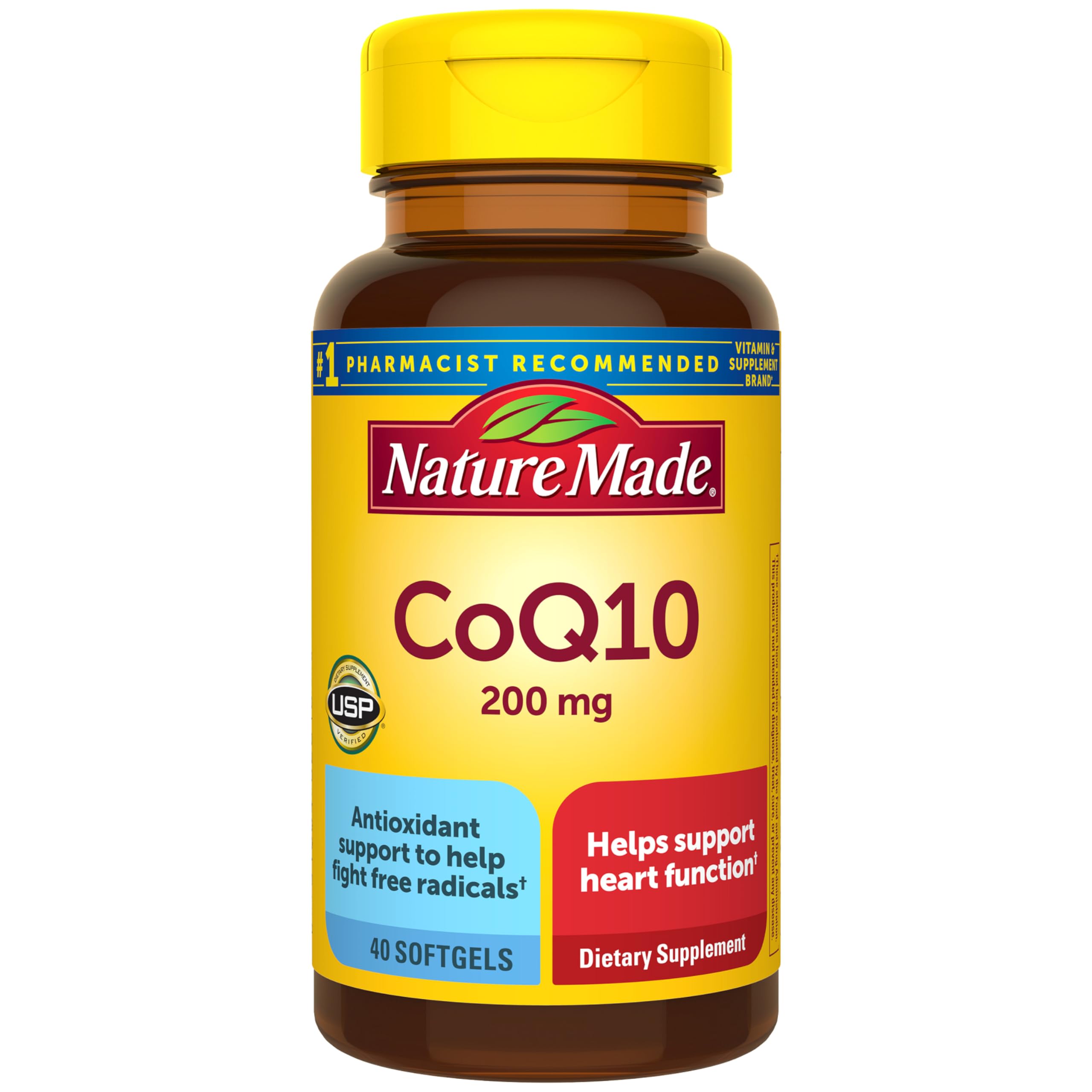 Nature Made CoQ10 200 mg, Dietary Supplement for Heart Health Support, 40 Softgels, 40 Day Supply