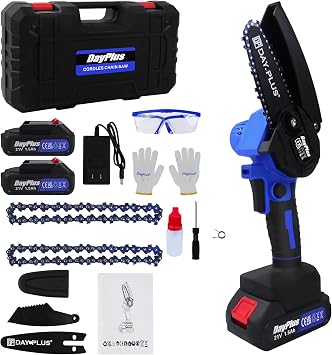 Mini Chainsaw 4-Inch with 2Pcs Batteries 1.5Ah, Brushless Chainsaw