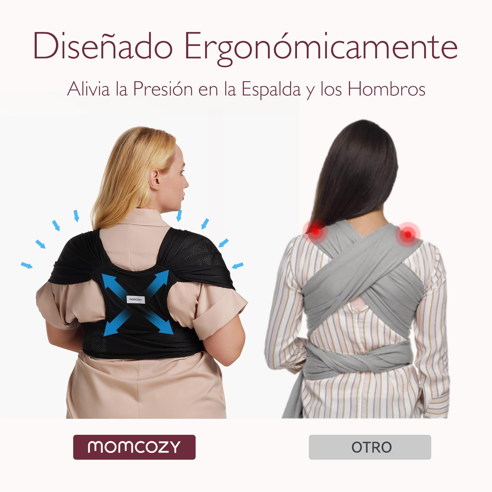 Momcozy Fular portabebés recién nacidos ajustable con malla de aire, fácil de llevar, hasta niños pequeños (3,6-15,8 kg), adecuado para cintura de 76,2 a 119,4 cm