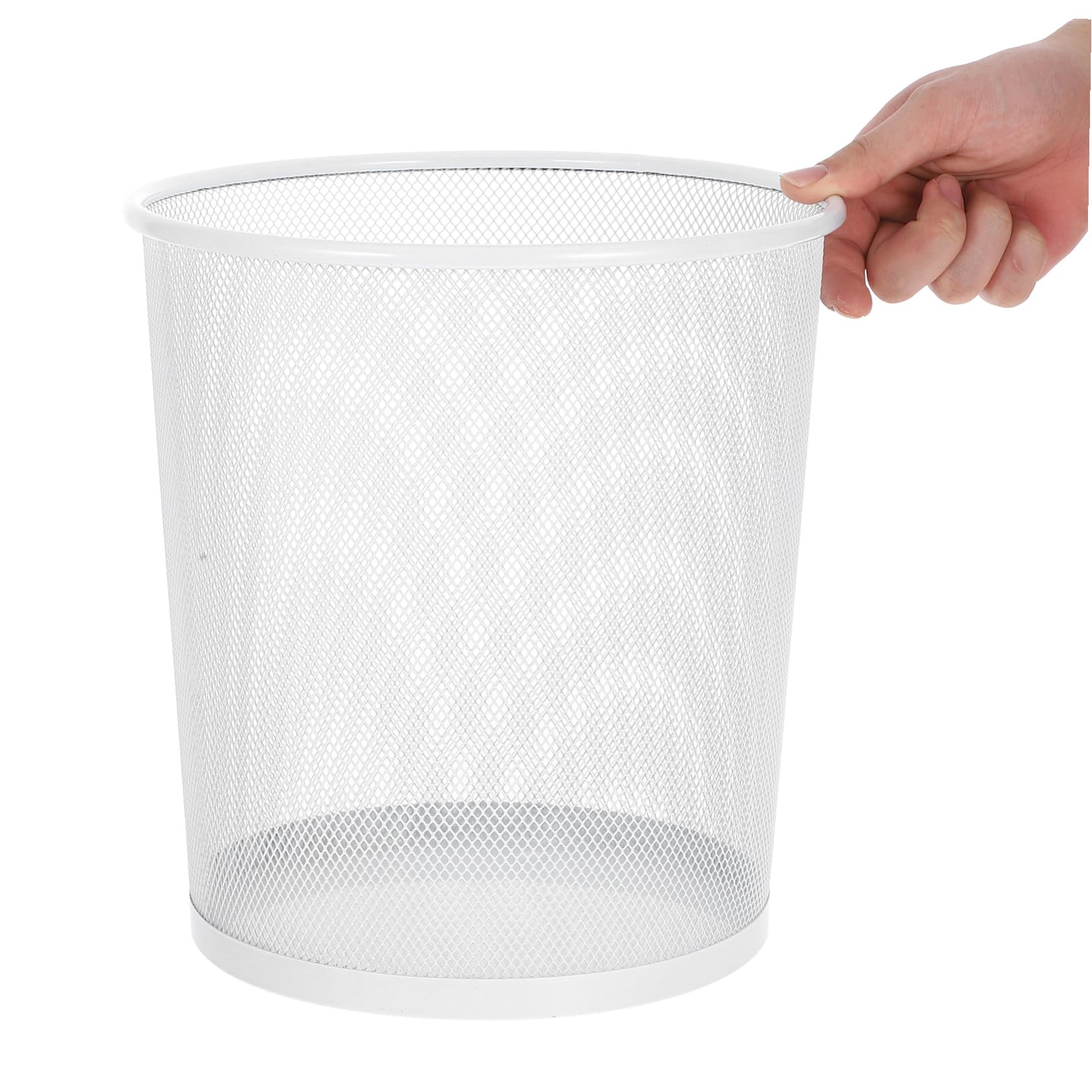 IMIKEYA Cestino in Ferro Bianco Elegante per Ufficio e Soggiorno, Design Semplice e Resistente Grande Capacità, come Cestino per Carta e Rifiuti da Tavolo