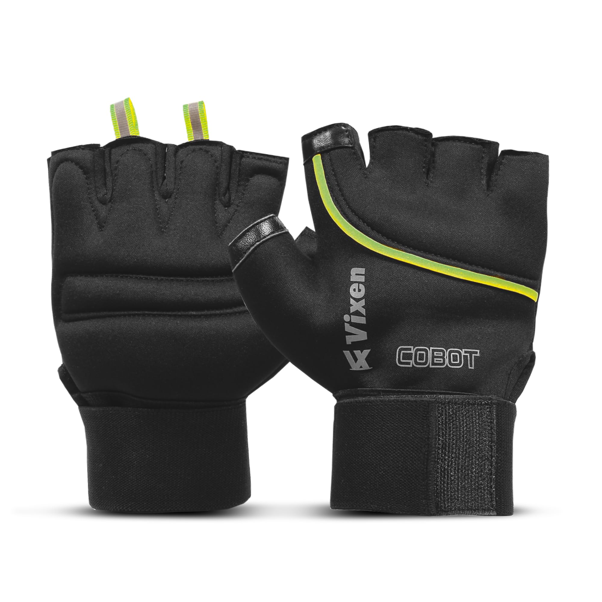 Vixen Sports Workout Gym Gloves with Wrist Support for Men & Women | Weightlifting, Gym Training, Cycling & Bike Riding Hand Gloves | Durable Comfortable Fit – Black (Green)-image-20