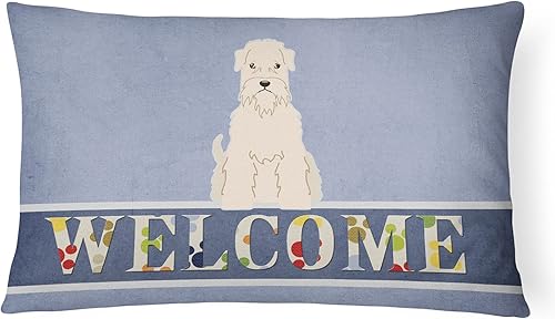 Caroline's Treasures BB5642PW1216 - Almohada decorativa de tela de lona de bienvenida con revestimiento suave de Wheaten Terrier lavable a máquina,