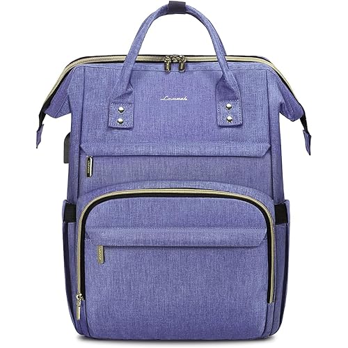 LOVEVOOK Women's 15.6 Inch Professional Travel Backpack, Waterproof College Work Bag with USB Port, Blue-Violet