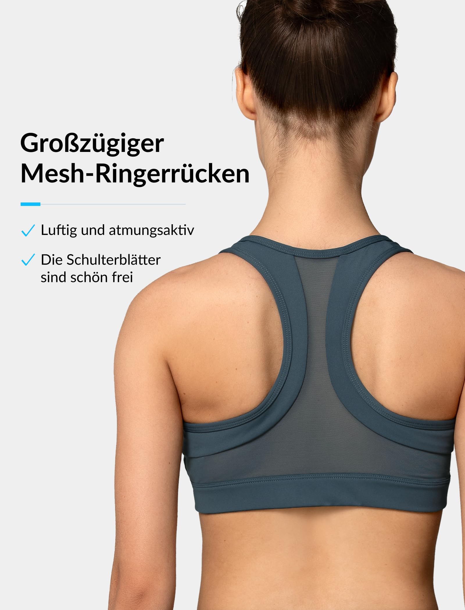 Yvette Donna Reggiseno Sportivo Cerniera Frontale Forte Sostegno Imbottite Senza Ferretto Mesh per Ginnastica Corsa Jogging Yoga