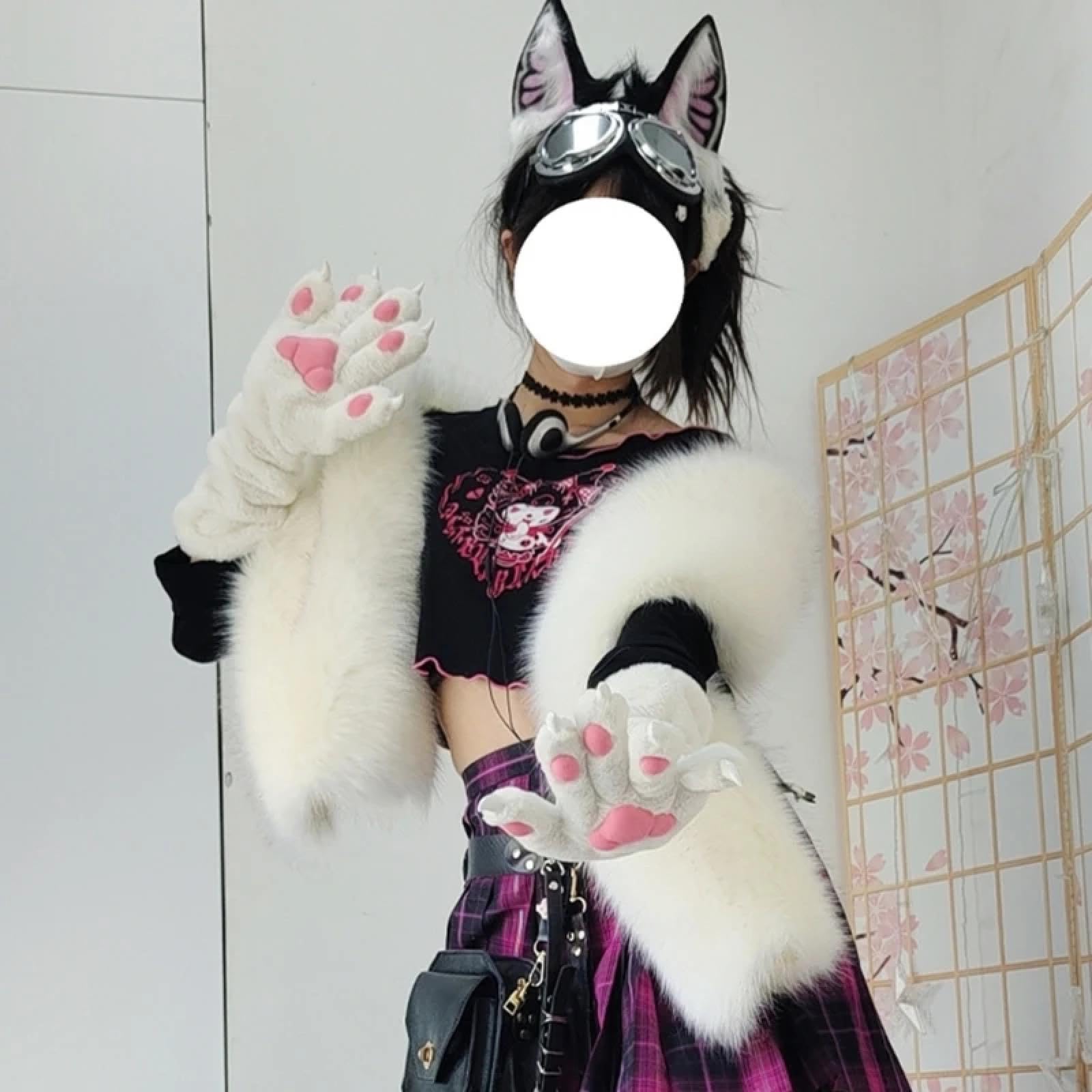 SiVaji Rękawiczki rękawiczki męskie damskie zimowe ciepłe przebranie cosplay łapy rękawiczki kobiety zwierzę rękawiczki do rąk impreza anime rekwizyty