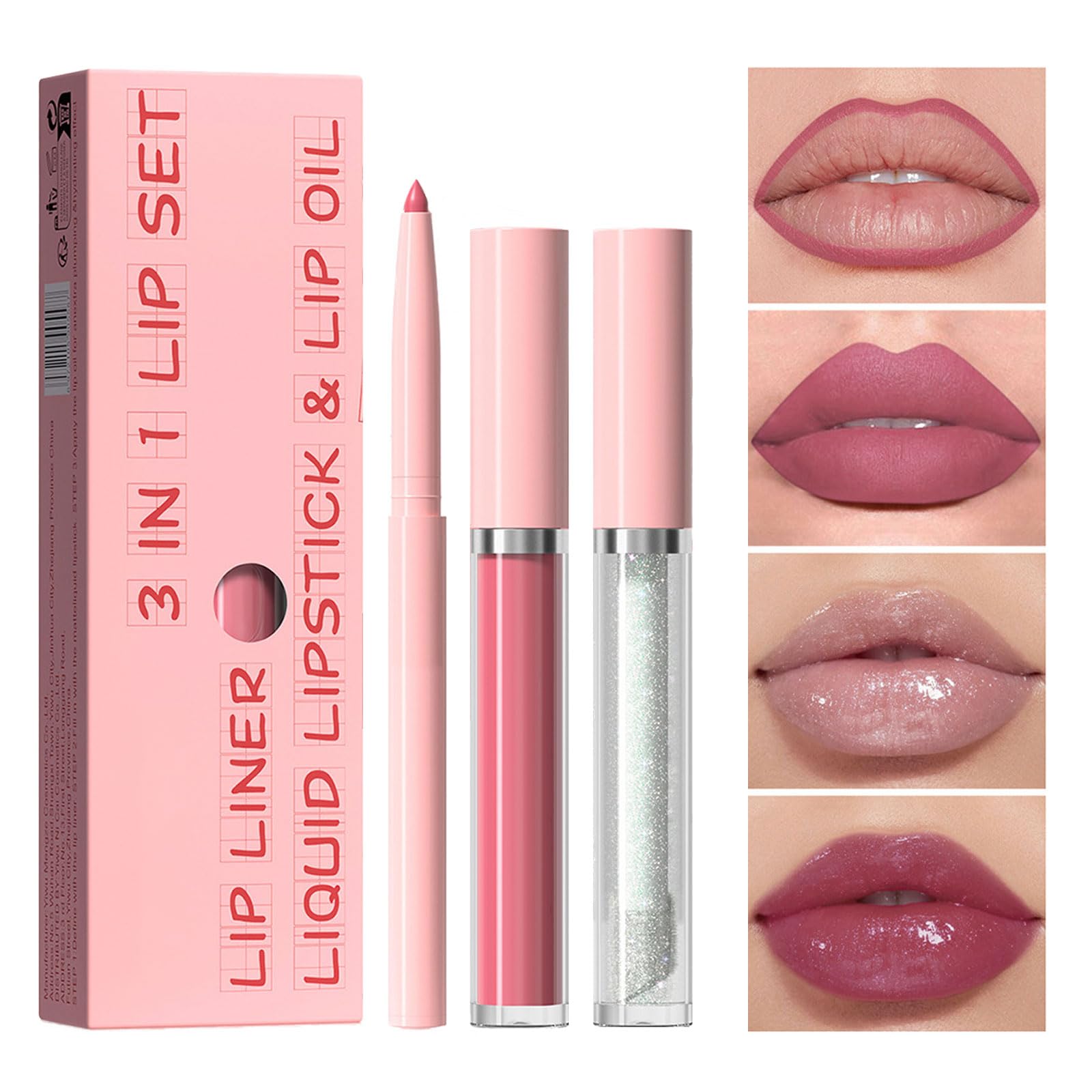 Rose Pink 3-in-1 Lipgloss Set