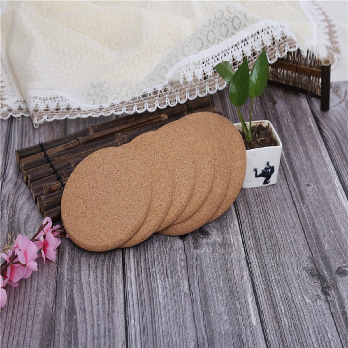 10 Stück Teiliges Runde Kork Untersetzer Pflanzgefäße Untersetzer Pflanztopf Matte für Zimmerpflanzen Geräuschdämpfend und Wasserabsorbierend