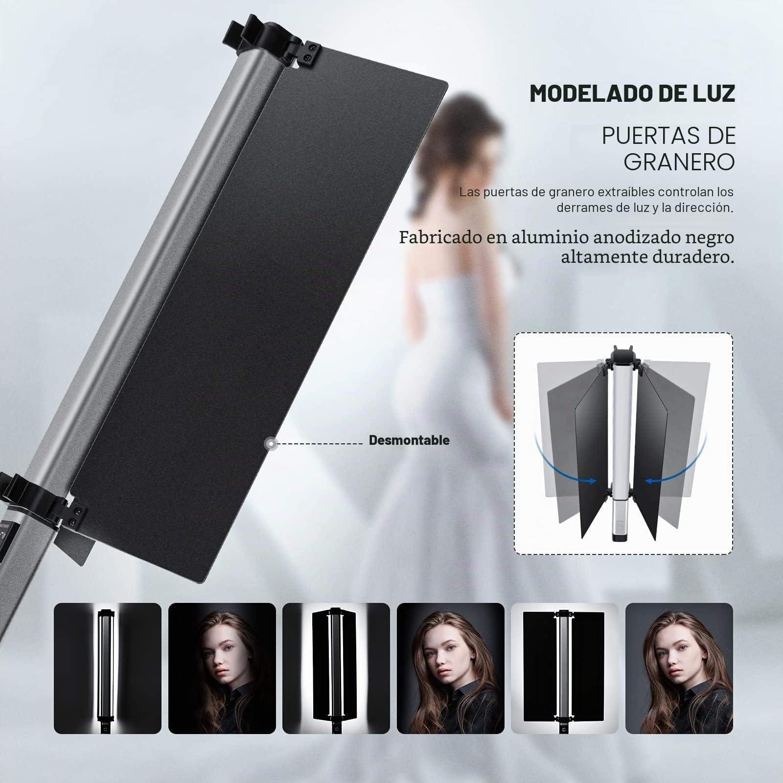 NEEWER CL124 Pro Barra de Luz LED Video, Palo Iluminación Bicolor Fotografía con Batería Mejorada de 7,4V 3200mAh Metal Puerta de Granero 2,4G Pantalla LCD Remota, 1500Lux CRI97+ Regulable 3200K-5600K