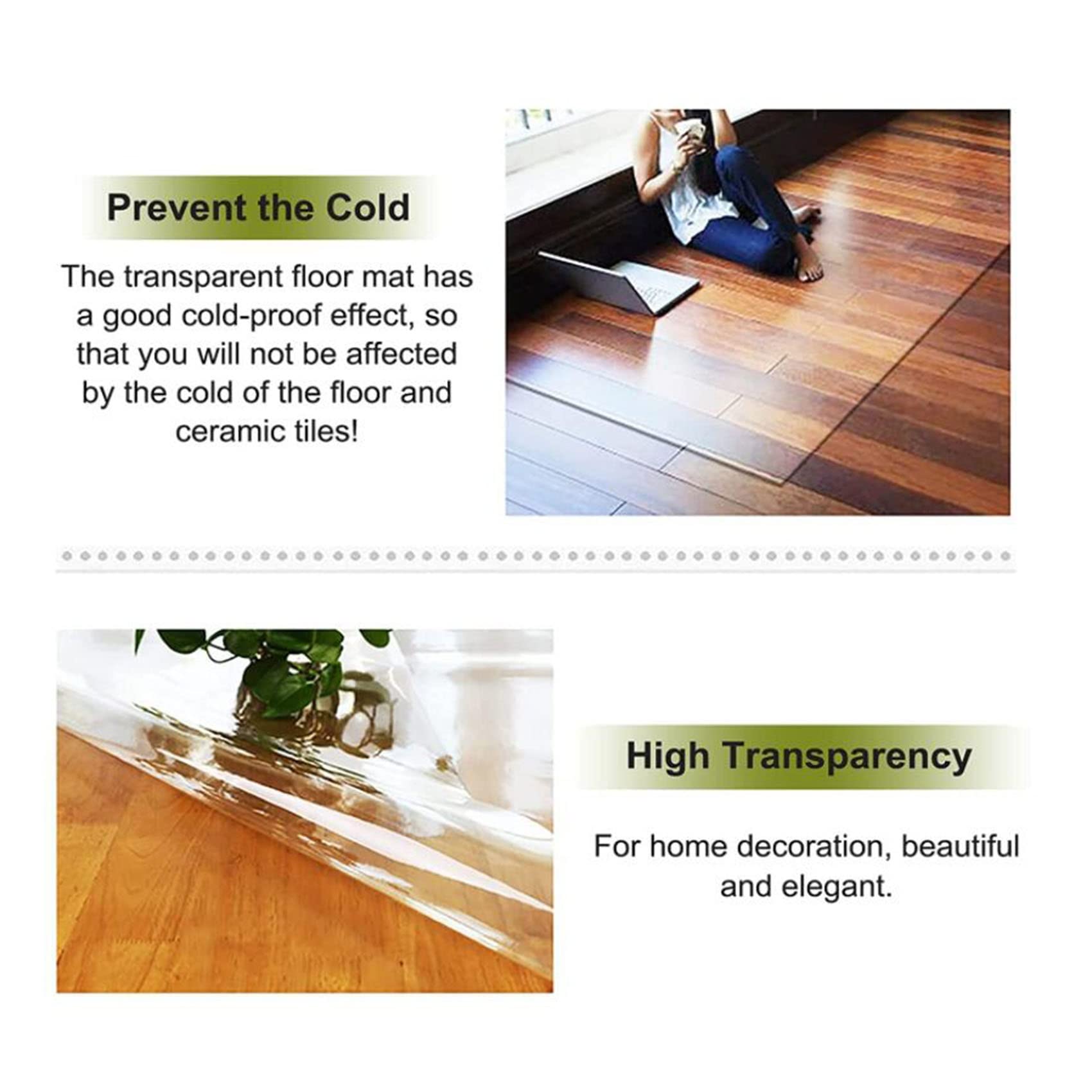 Tapis Transparent pour Protection de Sols Durs, Protege Table Transparent PVC Nappe Plastique Rectangulaire Polyvinylchloride Protection de Table Anti-Graisse Protection contre la chaleur(70x2