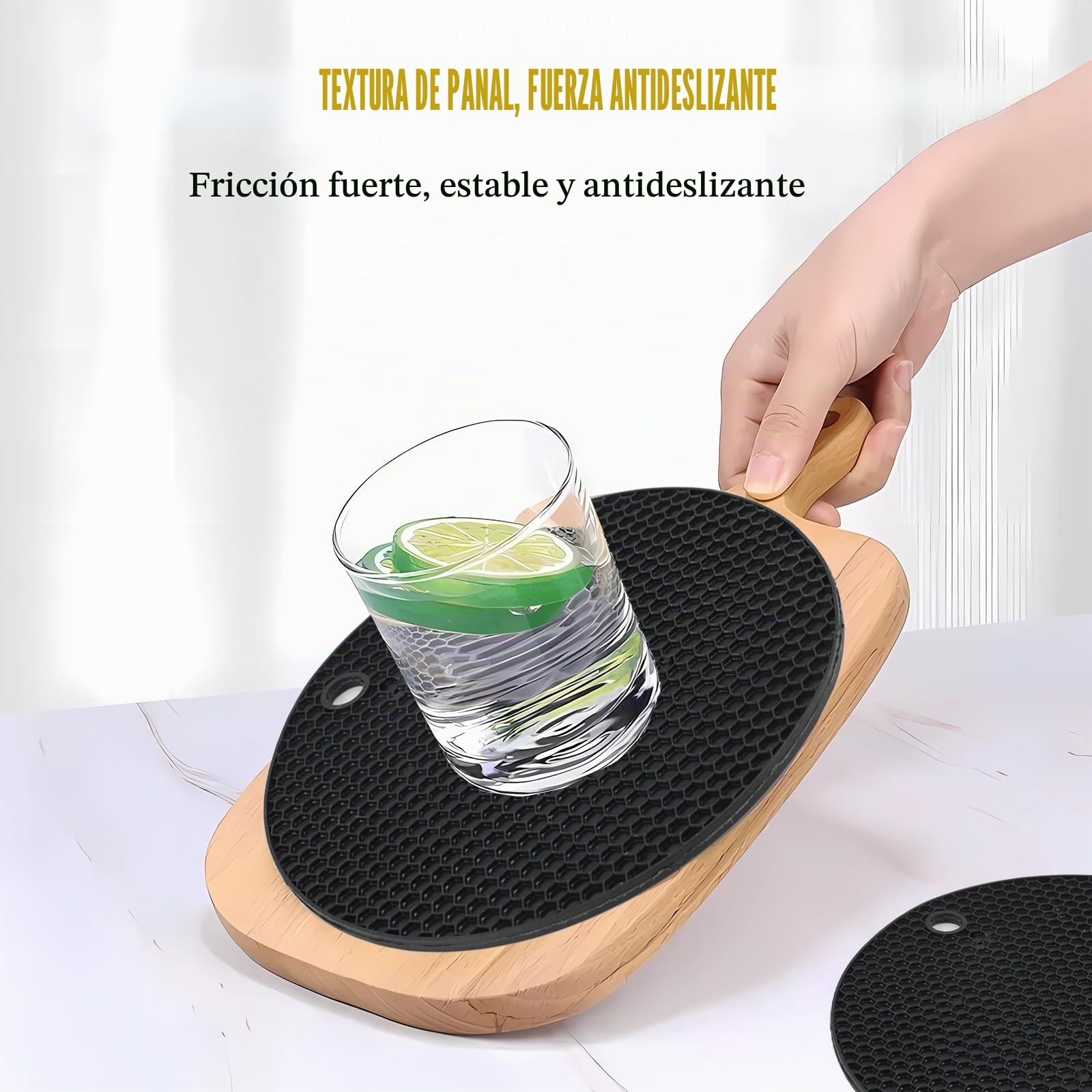 4 Piezas de Silicona Antideslizante, Tapetes Antideslizantes,Protector de Cocina de Silicona, Posavasos Duradero, Impermeable, Apto para Ollas, Sartenes, Teteras y Cuencos