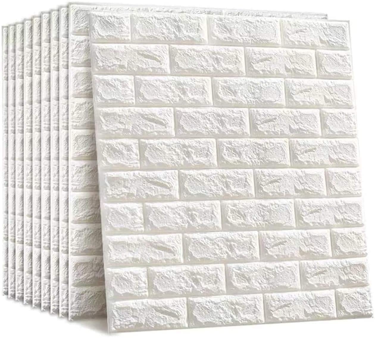 DRONTER 3D Brick Wallpaper PE Foam self Adhesive Brick Design Wall Stickers/DIY Wallpaper for Home Hotel Living Room Bedroom Cafe Deco (70 x 77 cm, White) (B0BQJKT5GK) Amazon Price History, Amazon Price Tracker