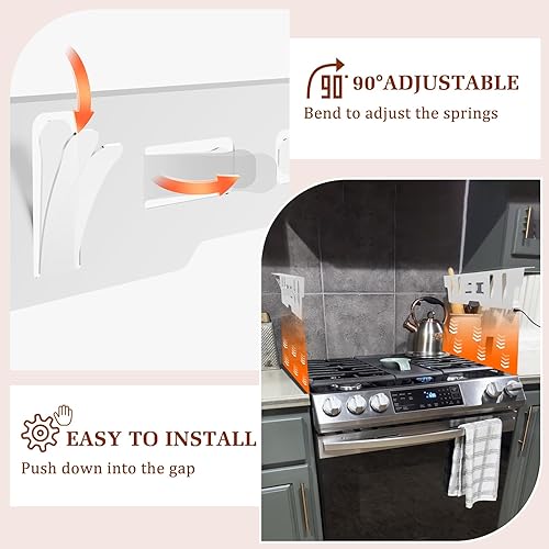 Miniatura 5 de Cubiertas de acero inoxidable para estufas y encimeras, longitud ajustable de 13.8 a 27.6 pulgadas, kit de llenado lateral del horno entre,