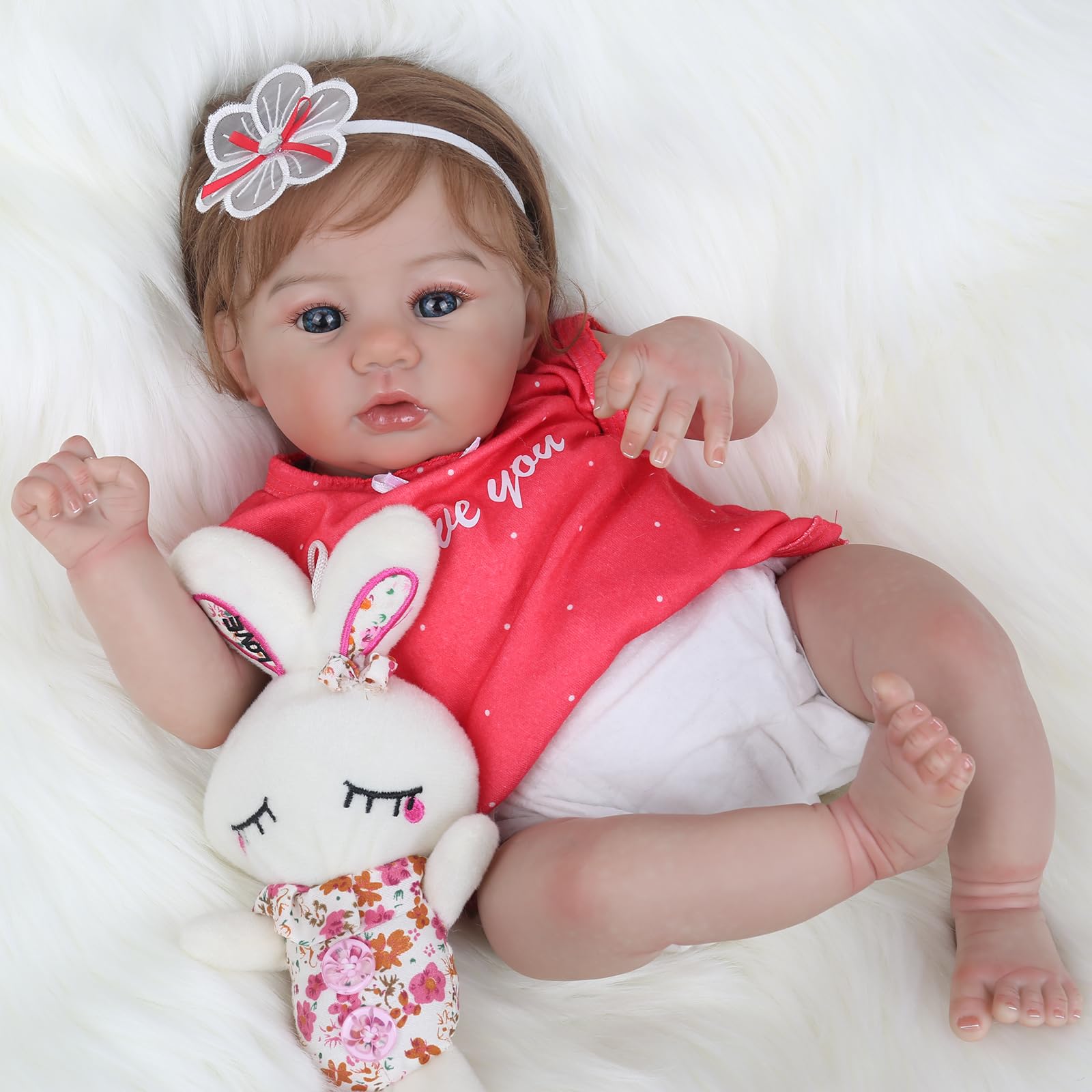 Muñecas realistas de bebé recién nacida de 18 pulgadas, bebé real con cuerpo suave y pesado, juego de regalo de muñecas Reborn de la vida real para niños a partir de 3 años 3