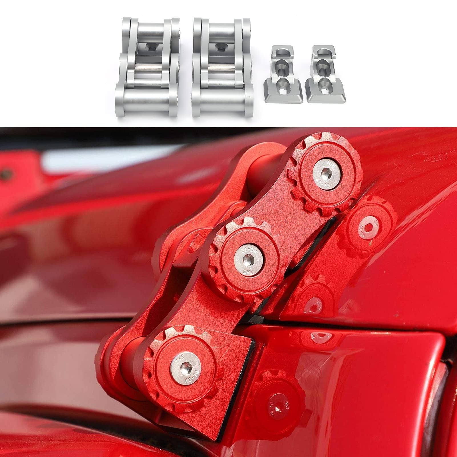 Loquets de Capot de Voiture Rouge CNC en Alliage D'aluminium en Acier Inoxydable Serrure de Capot Verrous de Capot de Remplacement Adaptés aux Pièces de Fixation de Capot(Titane)