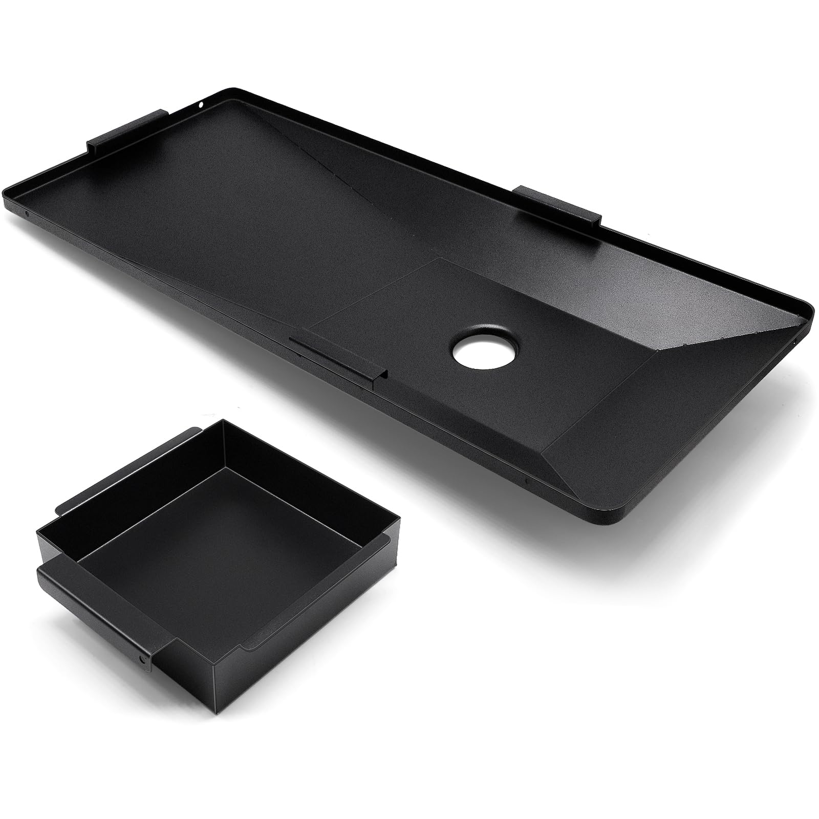 Hiorucet Bandeja de grasa para parrilla de carbón 5050, 5650, 5072, Texas Trio, 3070, piezas de repuesto, acero esmaltado de porcelana 200163 con bandeja de captura para accesorios Chargriller.