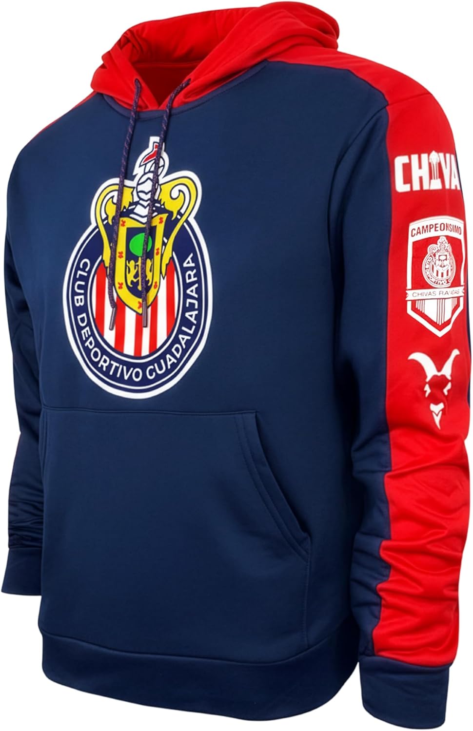 Icon Sports Chivas de Guadalajara Licensed Adult Pullover Hoodie – Navy & Red Club Deportivo Guadalajara Sweatshirt
