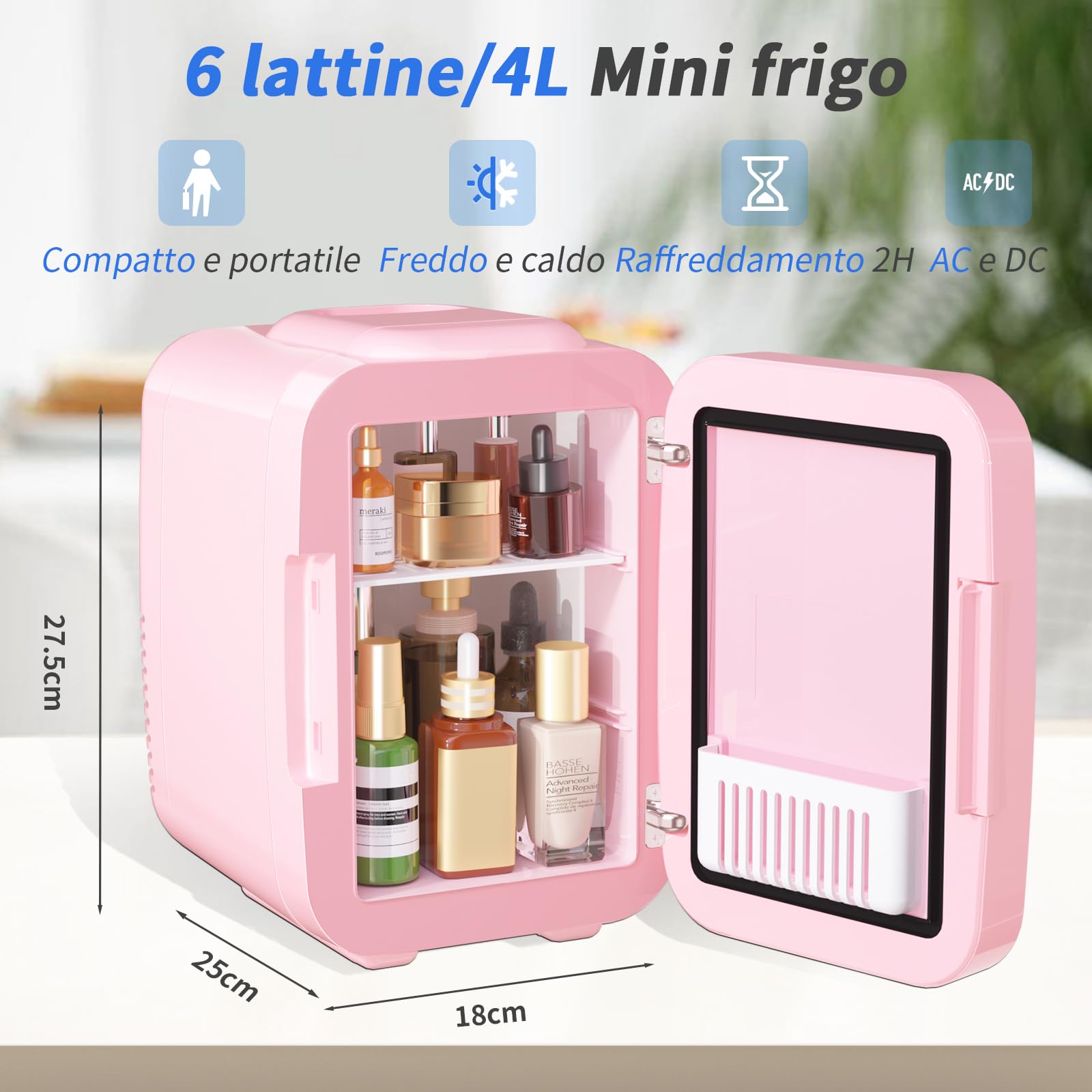 Mini Refrigeratore YASHE Room LED Mirror 4L Portatile - Dettaglio