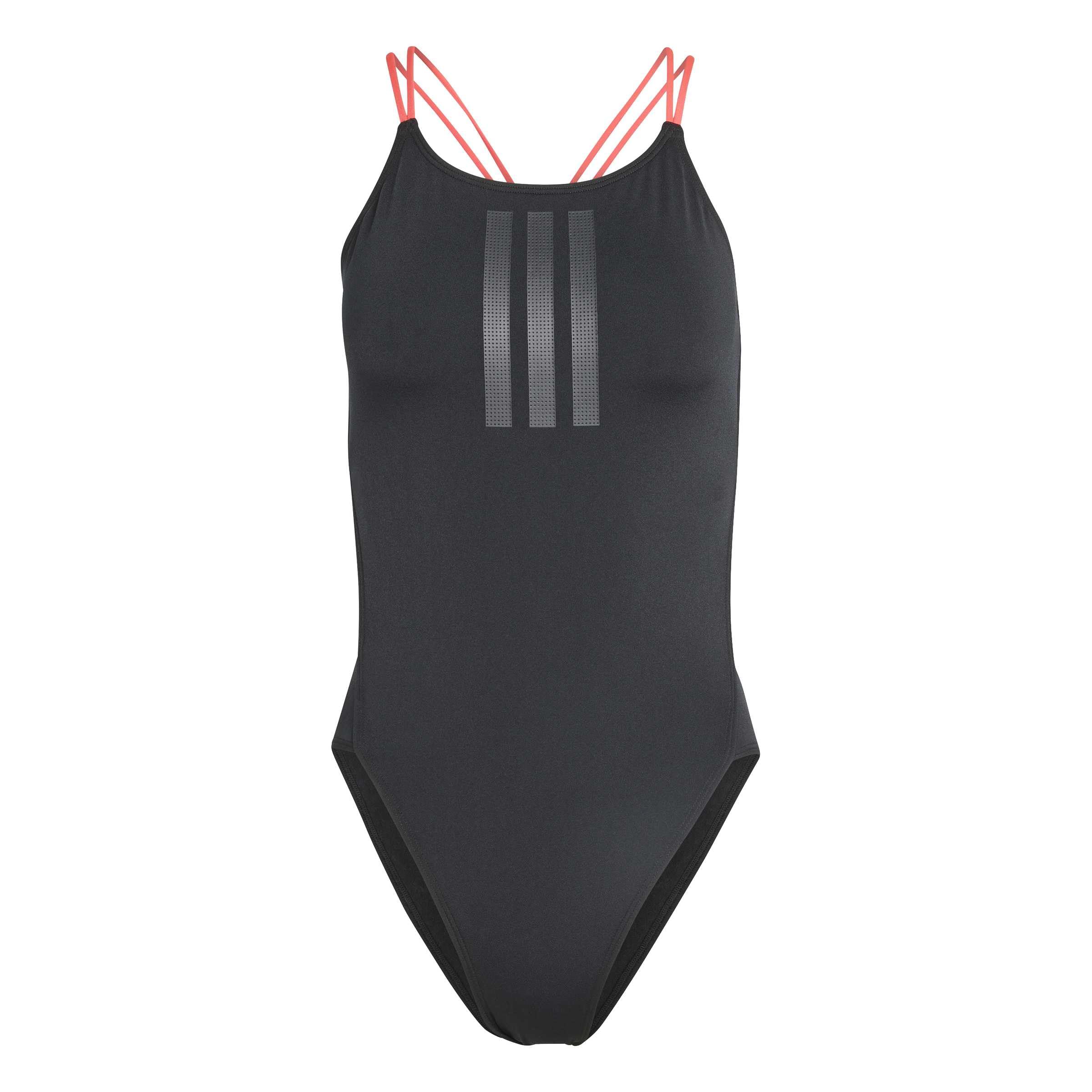 adidas Women's RIPSTREAM 3-Stripes TIE Back Swimsuit, Black, 46