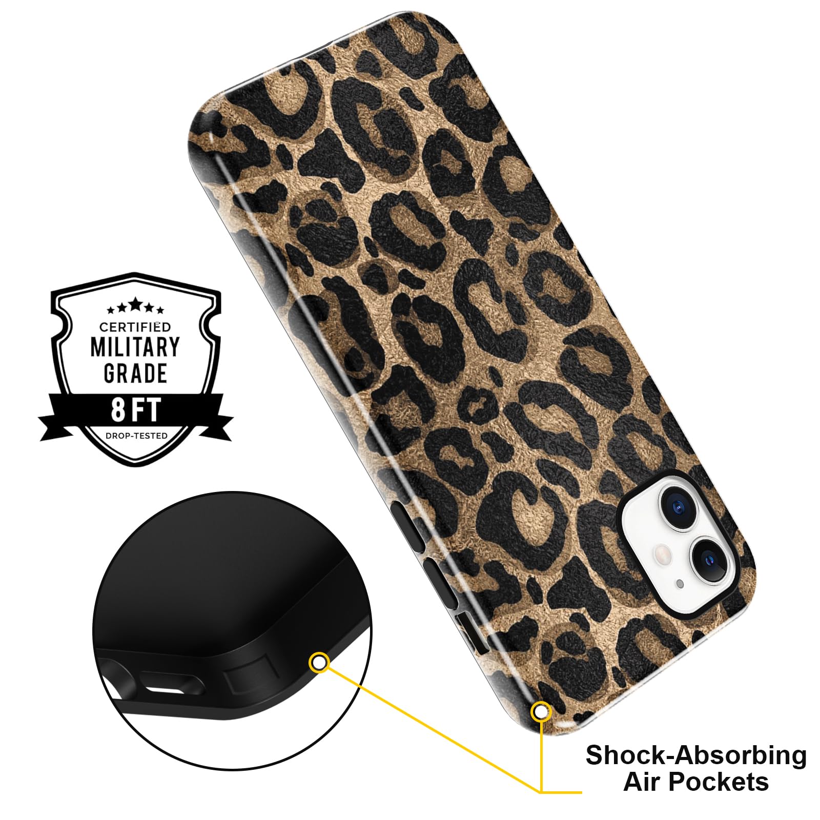 WHBDJ Custodia per telefono con stampa leopardata per iPhone 11 11 Pro Max XR XS Max X 6 6S 7 8 Plus Cover posteriore morbida IMD di lusso per 11 Pro 12, Leopard, per iPhone 8