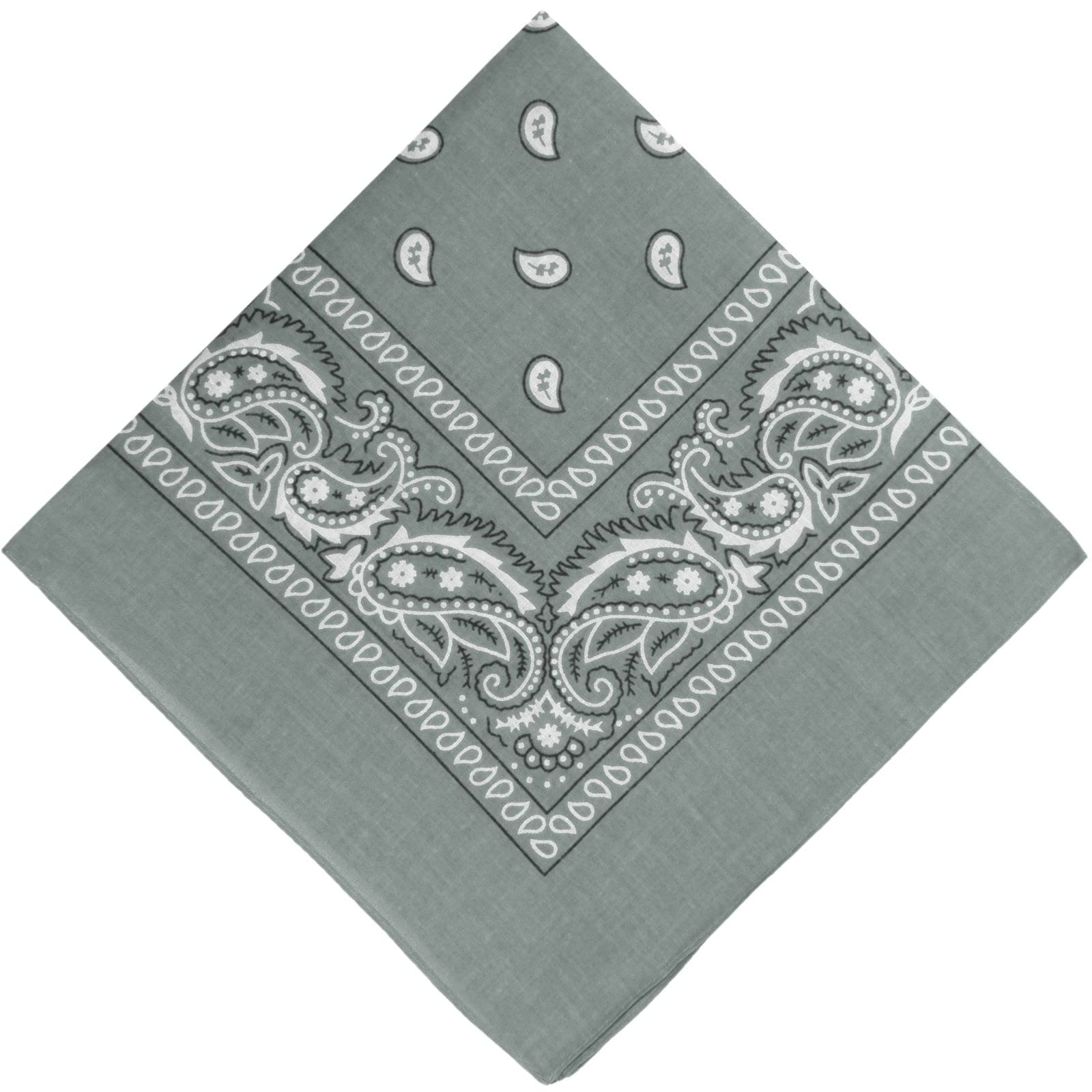 Shoes Lane® Cotton Bandana Paisley Mouth Protection Neckwear Head Scarf Wrap Band (Grey)