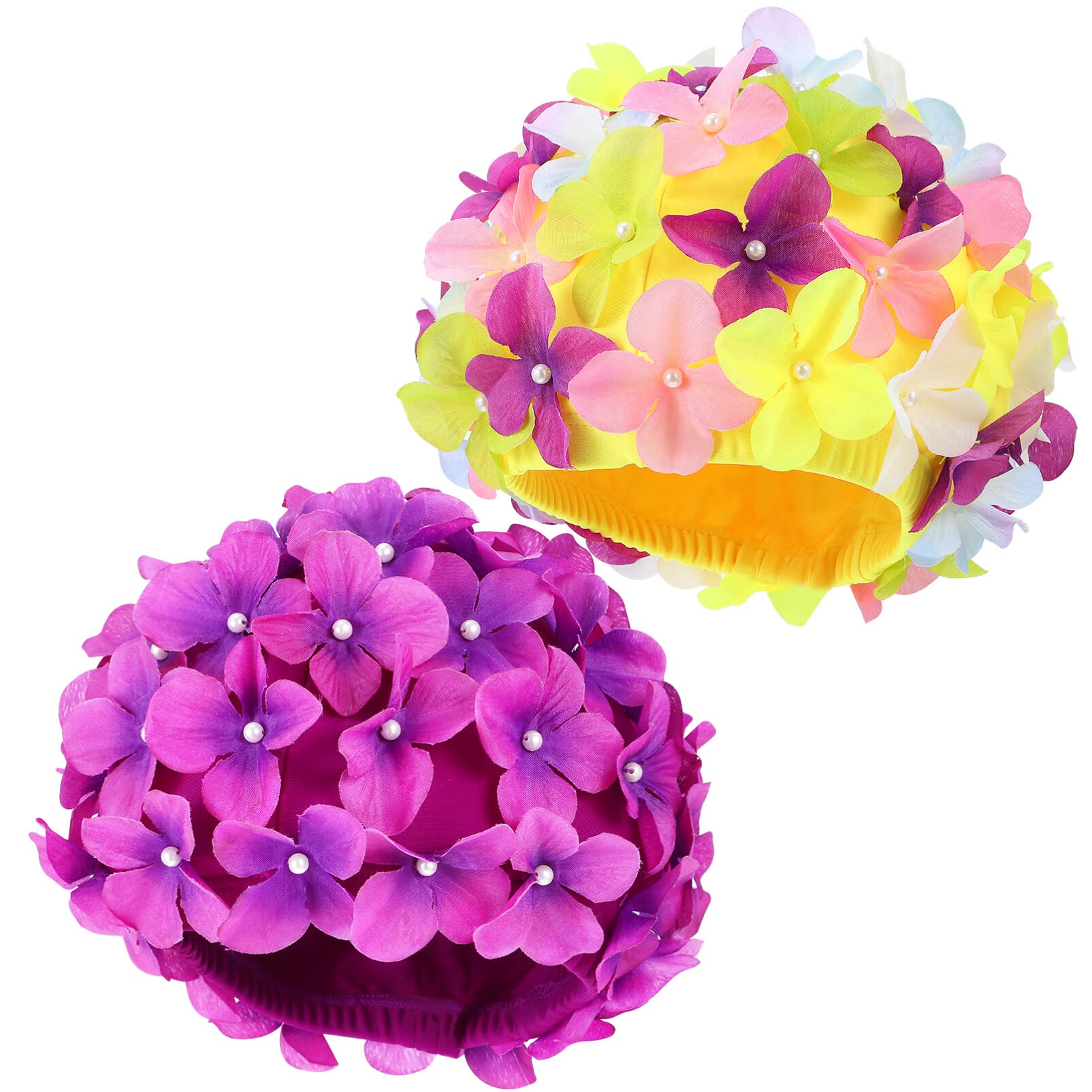 EXCEART 2pezzi Cuffie da Nuoto per Donna con Fiori Elastiche e Resistenti all Usura per Proteggere i Capelli Durante Bagno in Piscina o Spa