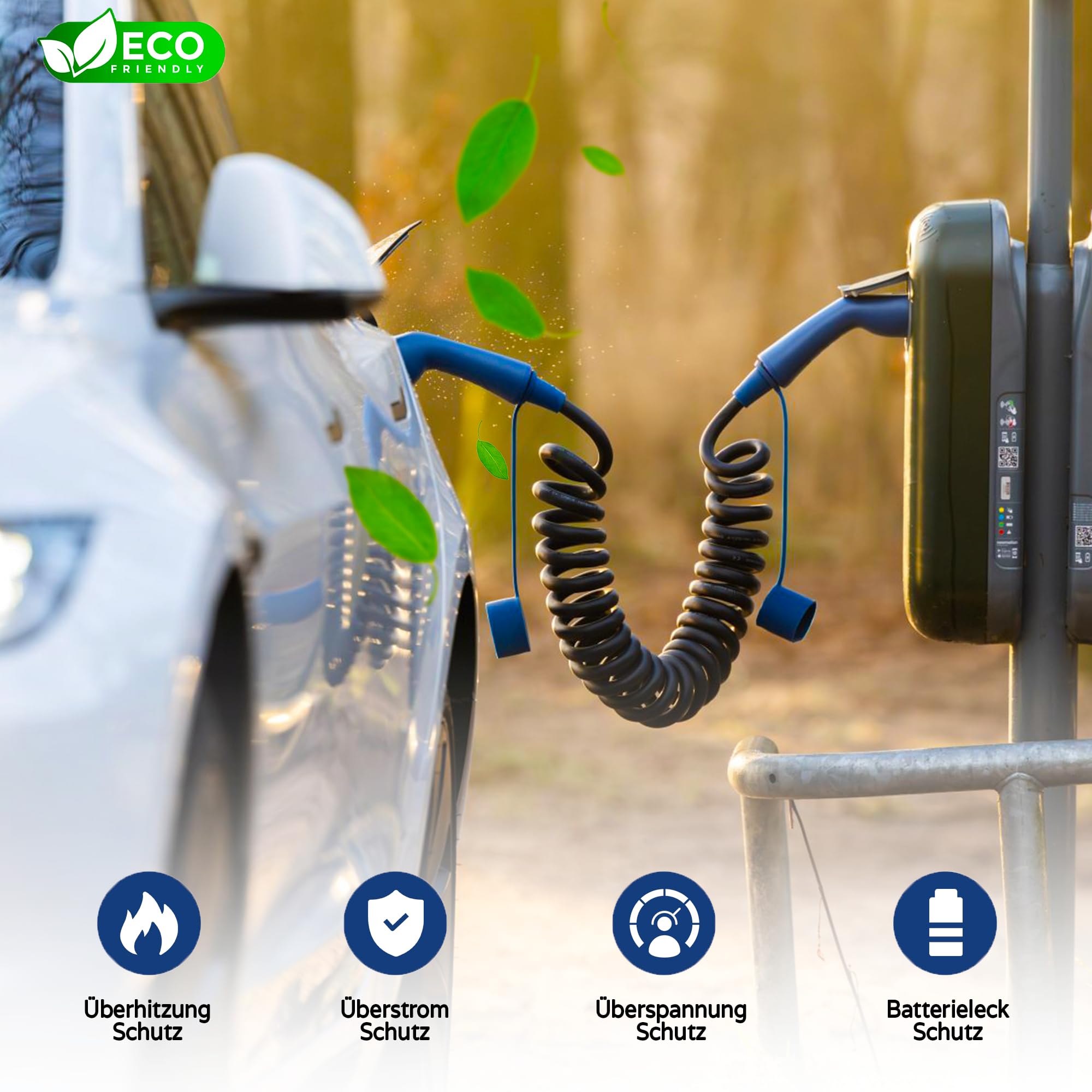 Voldt typ 2 kabel do ładowania spiralnego 22 kW 32A, 3-fazowy dla pojazdów elektrycznych EV PHEV, typ 2 do typu 2 modus 3, kompatybilny z Tesla modelami S/X/Y/3, ID.4, E-Tron, e-208, I4, IX1, Zoe