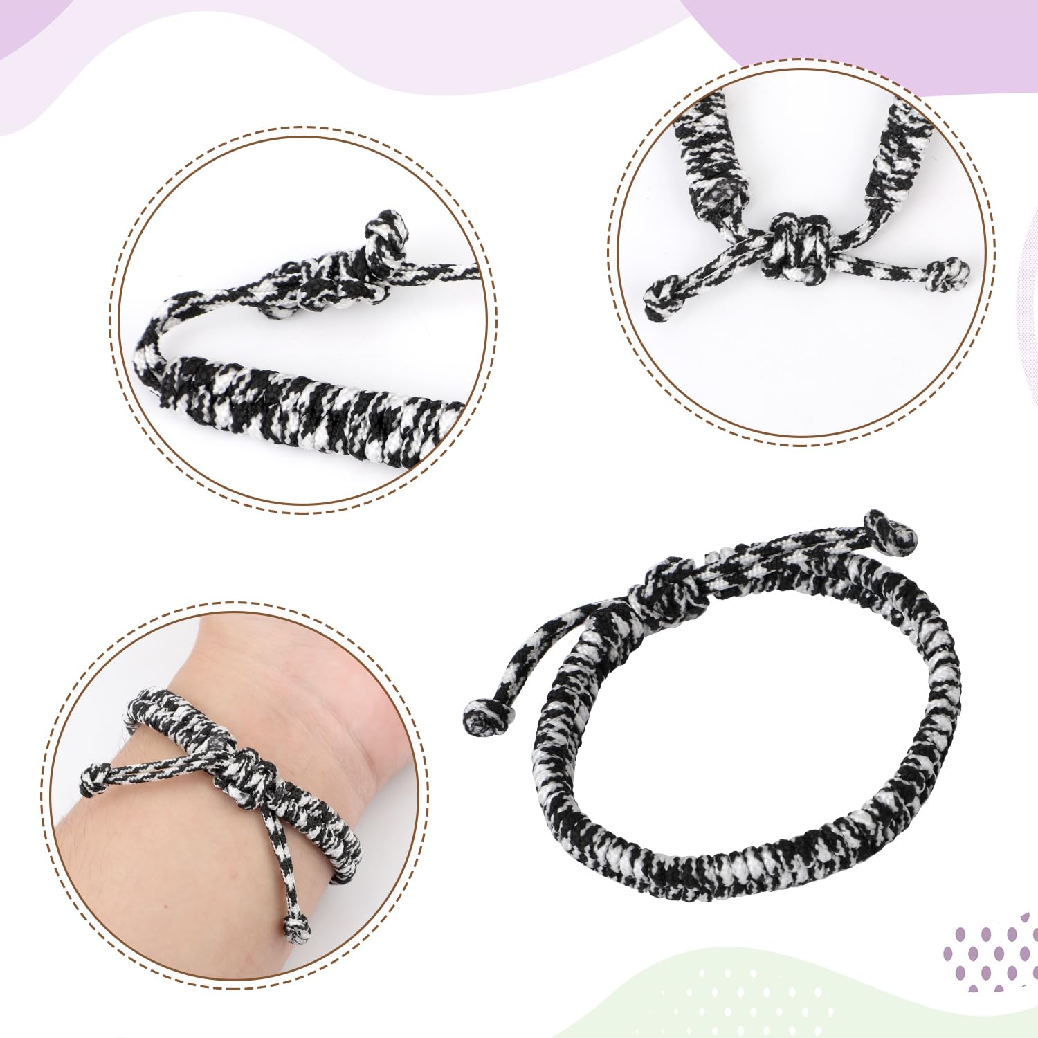 6szt Bransoletek Przyjazni Paracord, Wielokolorowe Meskie Plecione Bransoletki Przyjazni Nastoletnie Wypelniacze Ponczoch Plecione Bransoletki Paracord do Wspinaczki na Swiezym Powietrzu