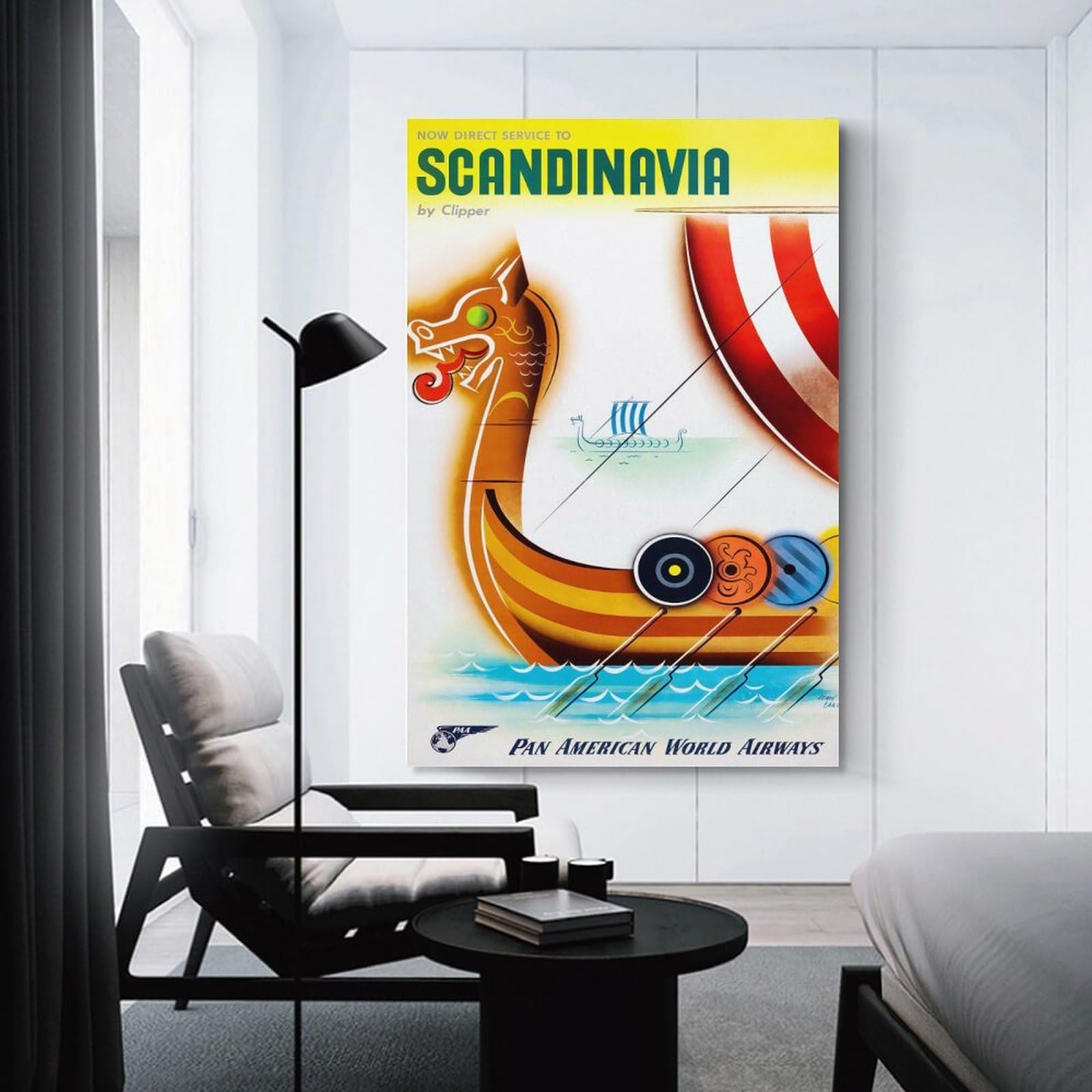 Junmoney Scandinavia Travel Canvas Wall Art 24x36inch(60x90cm), for Wall Displays, Bedrooms Or Room Updates, Ideal for Building A Coordinated Art Wall