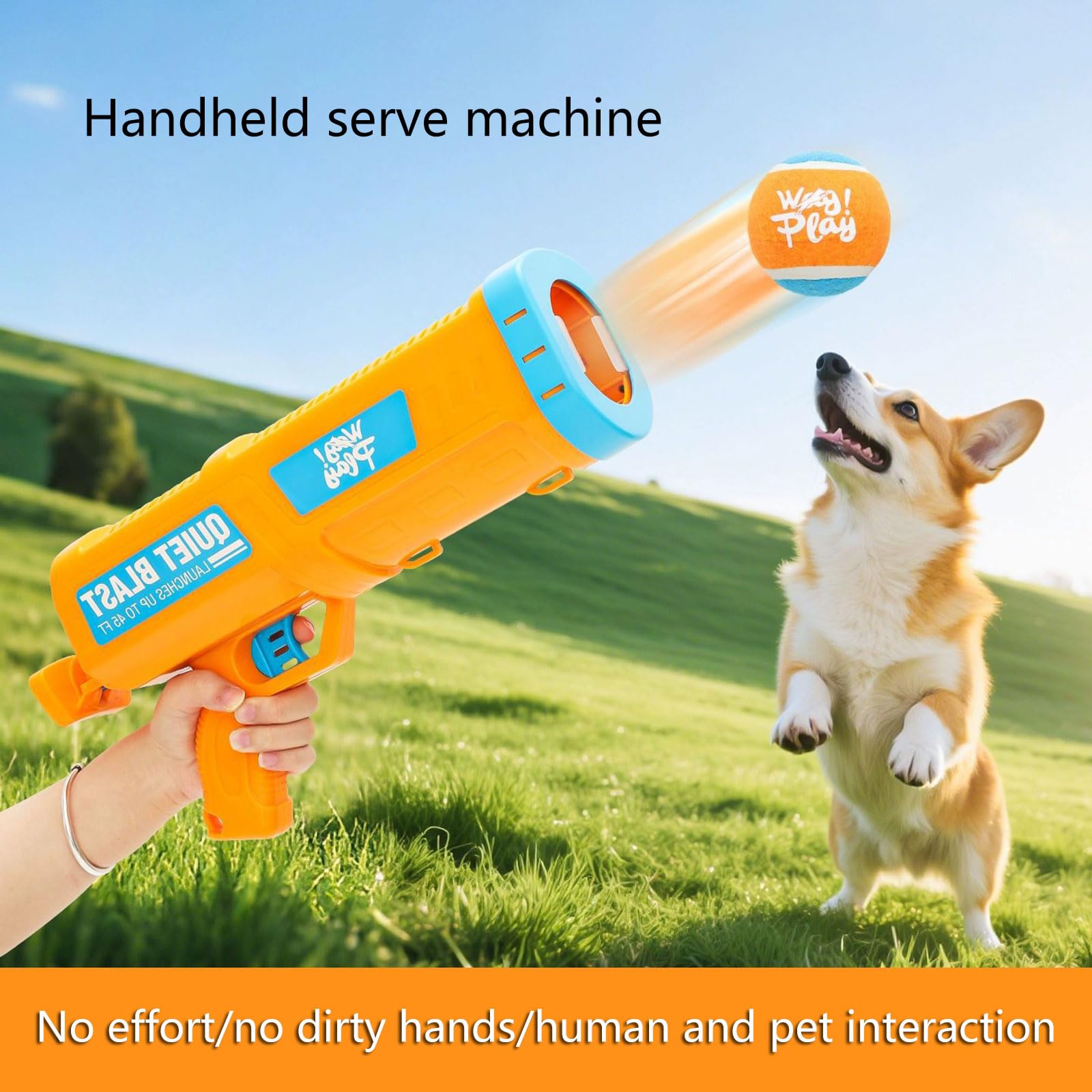 Hundeübungswerfer für interaktives Apportierspiel Erweiterte Wurfweite und einfacher Nachlademechanismus Hygienischer Hundeballwerfer