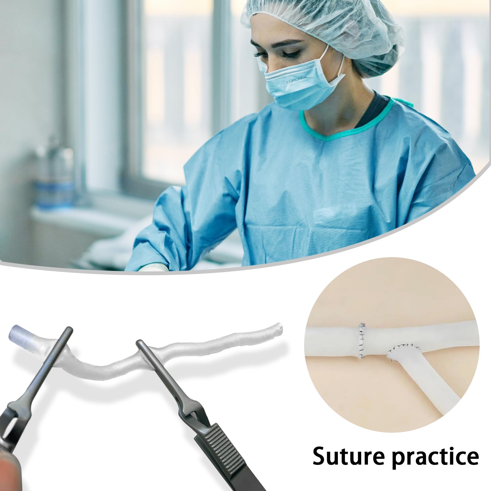 Vascular Anastomosis Suture Practice Model,Microvascular Anastomosis Exercise,Practice Basic Skills in Cutting,Stitching,Disassembly (5.0x3.5x100mmx2pcs)