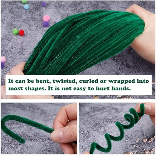 Miniatura 3 de Juego de 224 limpiadores de tuberías, incluye 100 tallos de chenilla artesanales, 100 pompones y 24 ojos ondulantes de varios tamaños para el día de