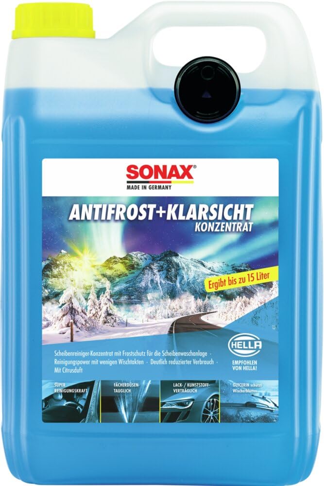 SONAX AntiFrost+KlarSicht Konzentrat (5 Liter) Scheibenreiniger-Konzentrat mit Frostschutz für die Scheibenwaschanlage | Art-Nr. 03325050