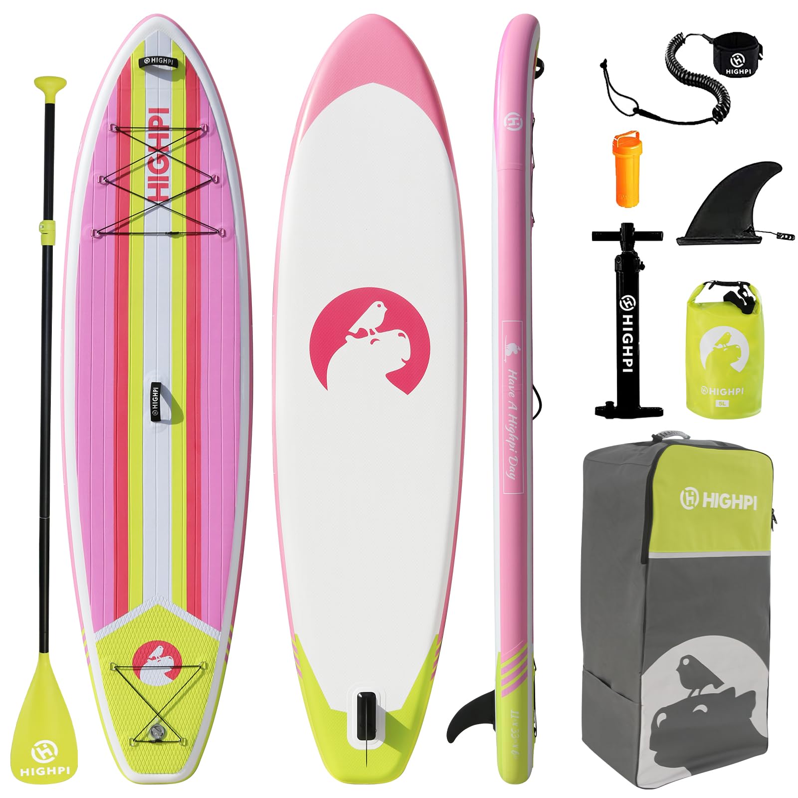 Highpi Inflatable Stand Up Paddle Board for Youth and Adults – Wide Sup with Premium Accessories, Blow Up Paddleboard for Surfing, Fishing, Yoga & More