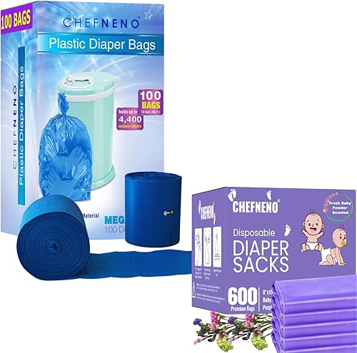 Revestimientos para cubos de pañales (100 bolsas) compatibles con cubos de pañales ubbi y sacos de pañales desechables perfumados frescos (600